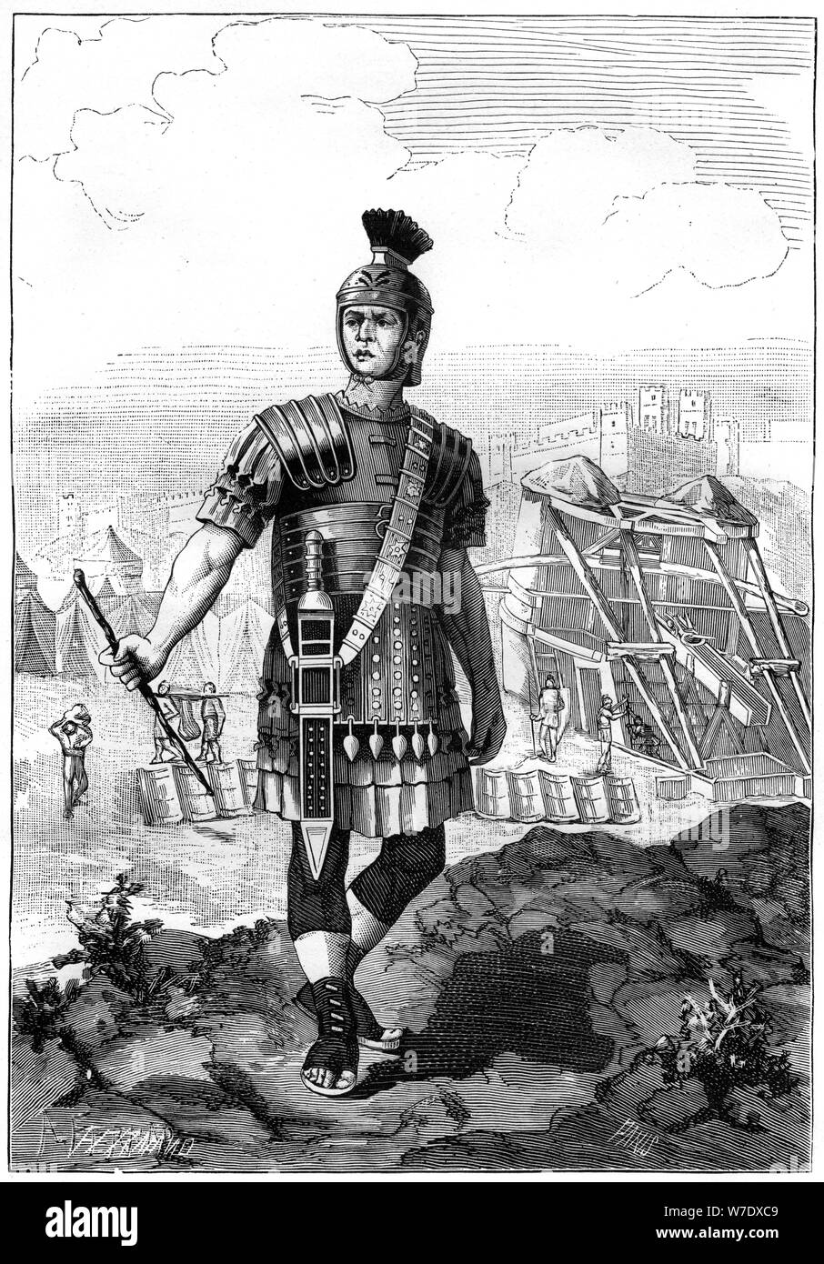 Roman centurion conquering the Gauls under Julius Caesar, 1st century BC (1882-1884). Artist: Unknown Stock Photo