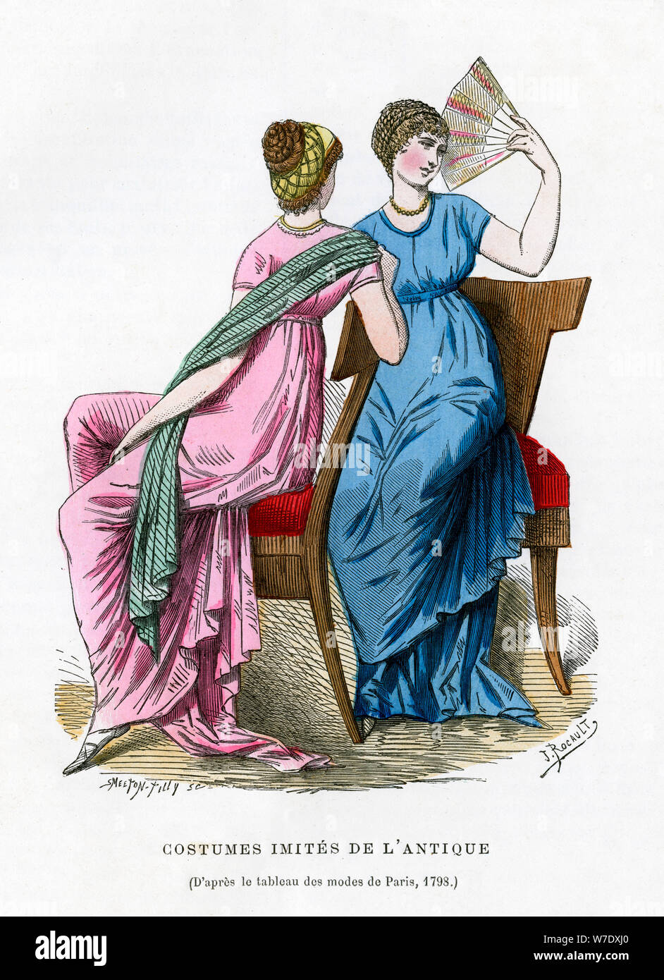 Fashions that imitate the costume of antiquity, 1798 (1882-1884).Artist: Smeeton-Tilly Stock Photo