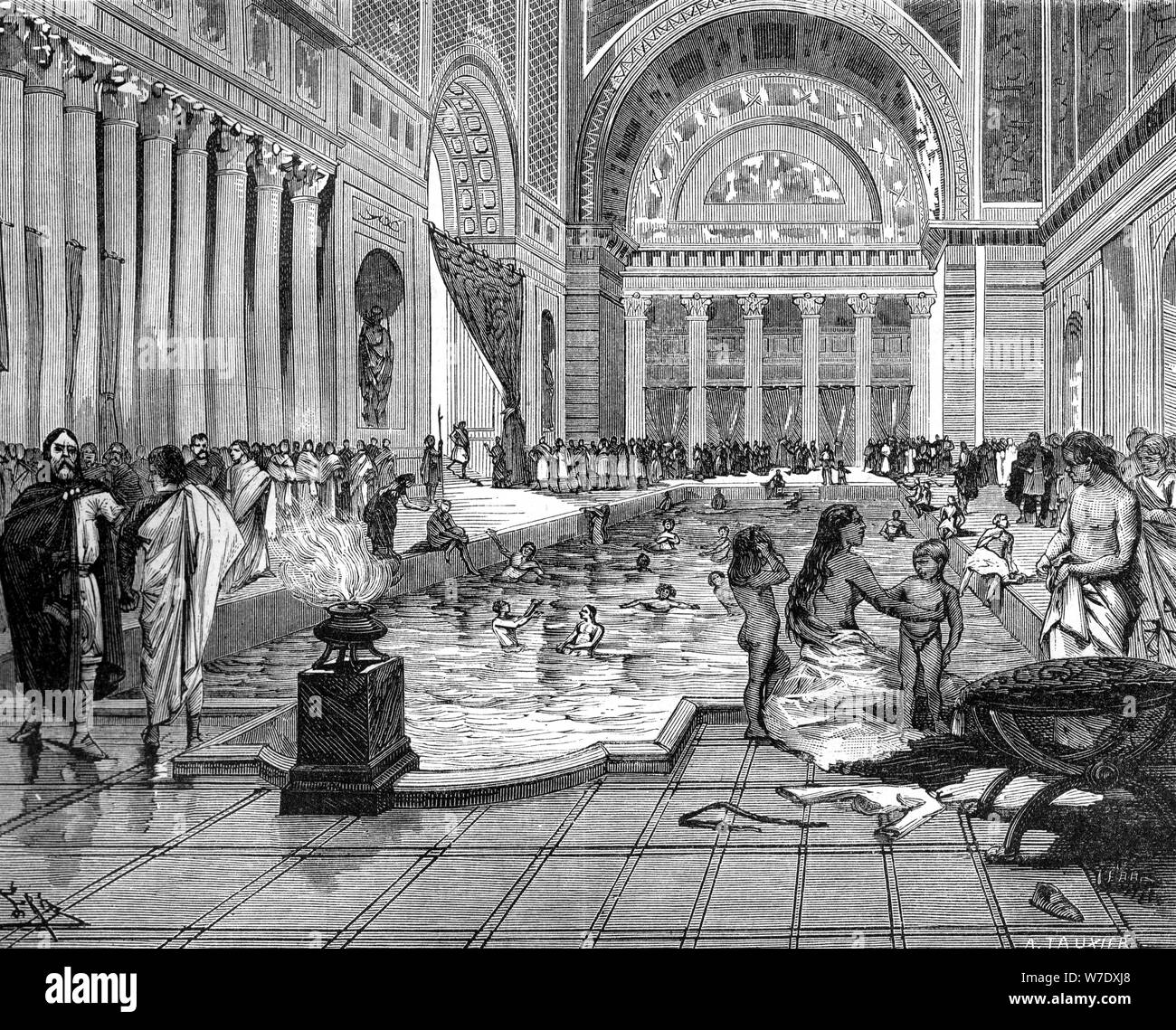 The baths of Charlemagne, 8th-9th century (1882-1884).Artist: A Tauxier Stock Photo