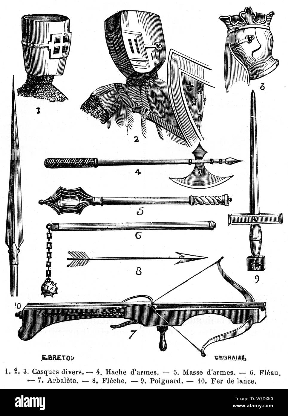Armour and weapons of the 13th century (1882-1884). Artist: Unknown Stock Photo