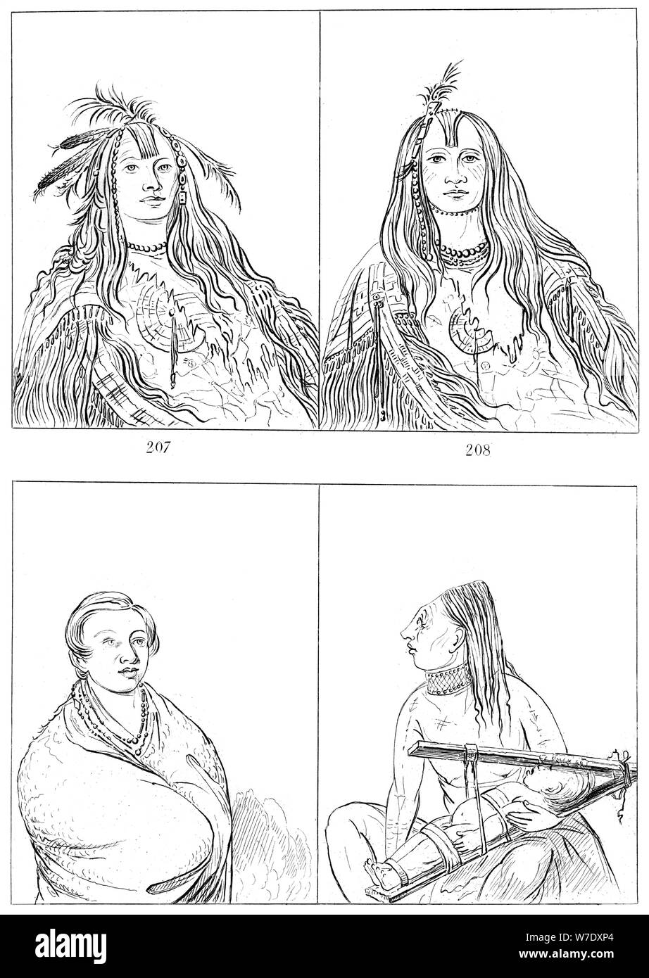 Flatheads, Nez Perces and Chinooks, 1841.Artist: Myers and Co Stock Photo