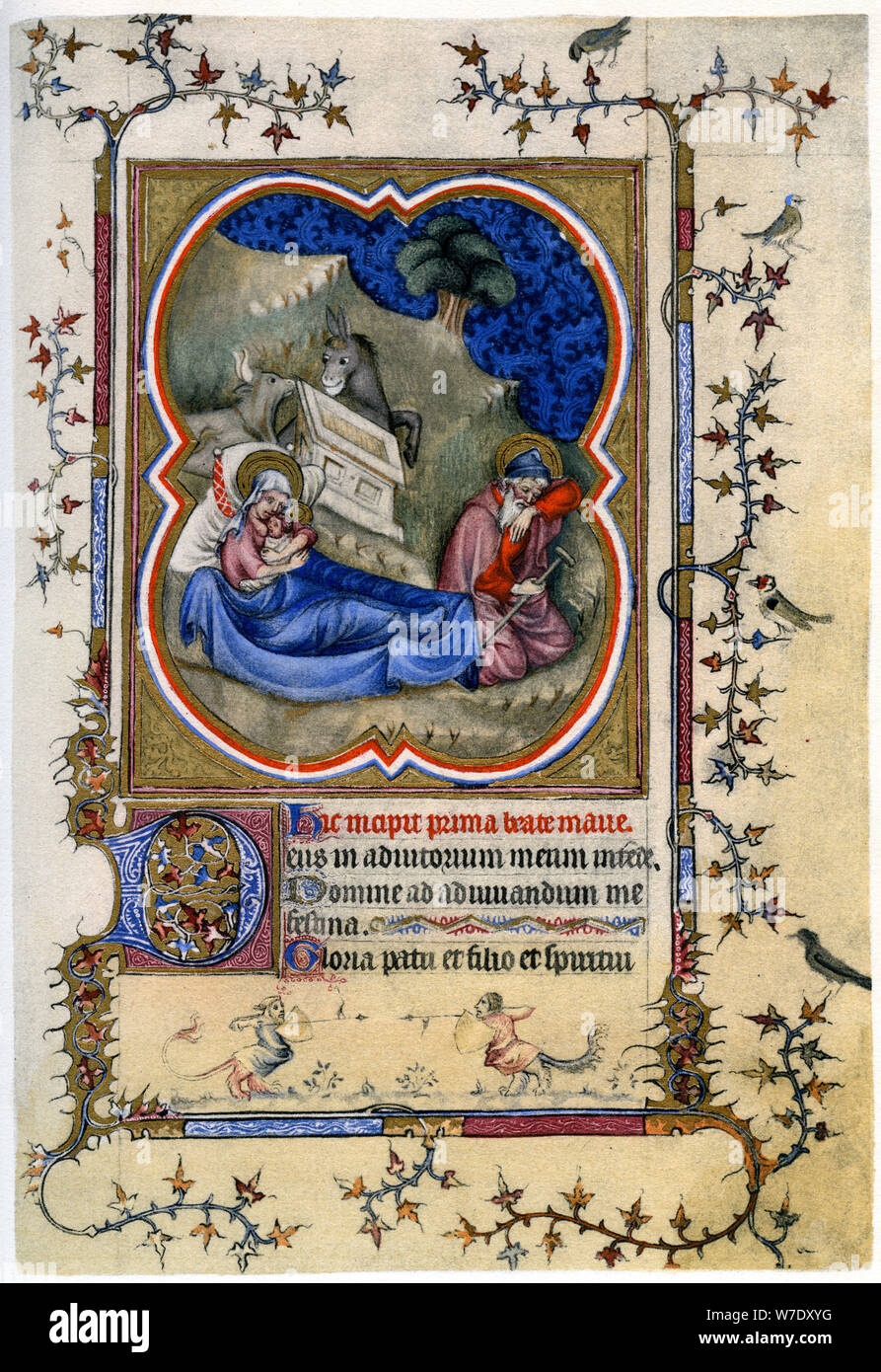 The Nativity, from a Book of Hours and Missal c1370 (1958). Artist: Unknown Stock Photo