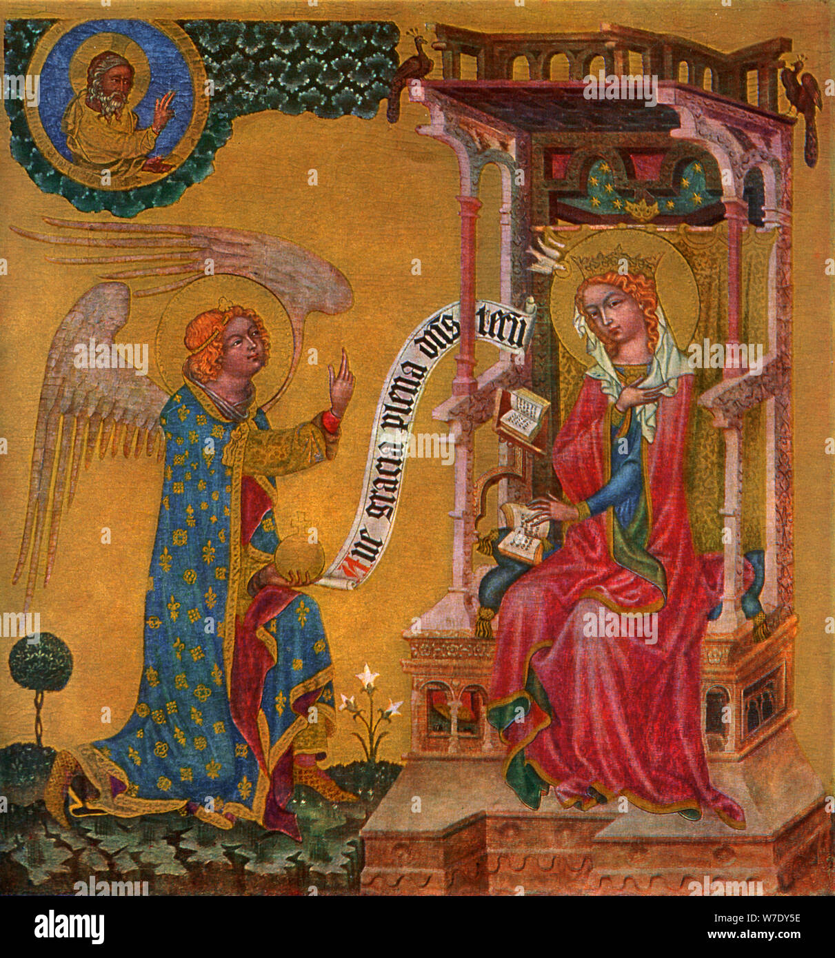 'Annunciation of the Virgin Mary', c1350 (1955).Artist: Master of the Vyssi Brod Altar Stock Photo
