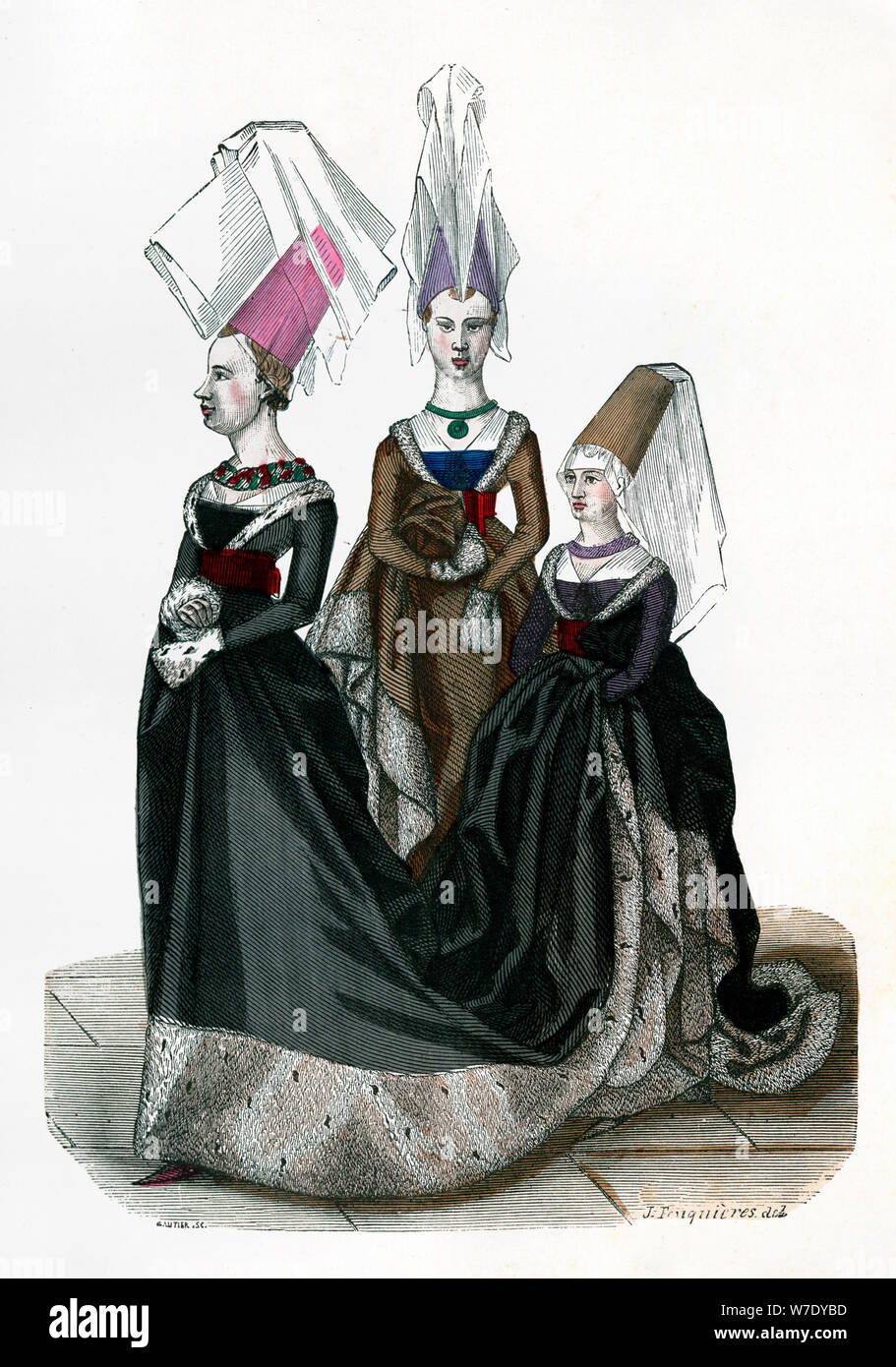 Princess and ladies in waiting, 1470 (1882-1884).Artist: Gautier Stock Photo