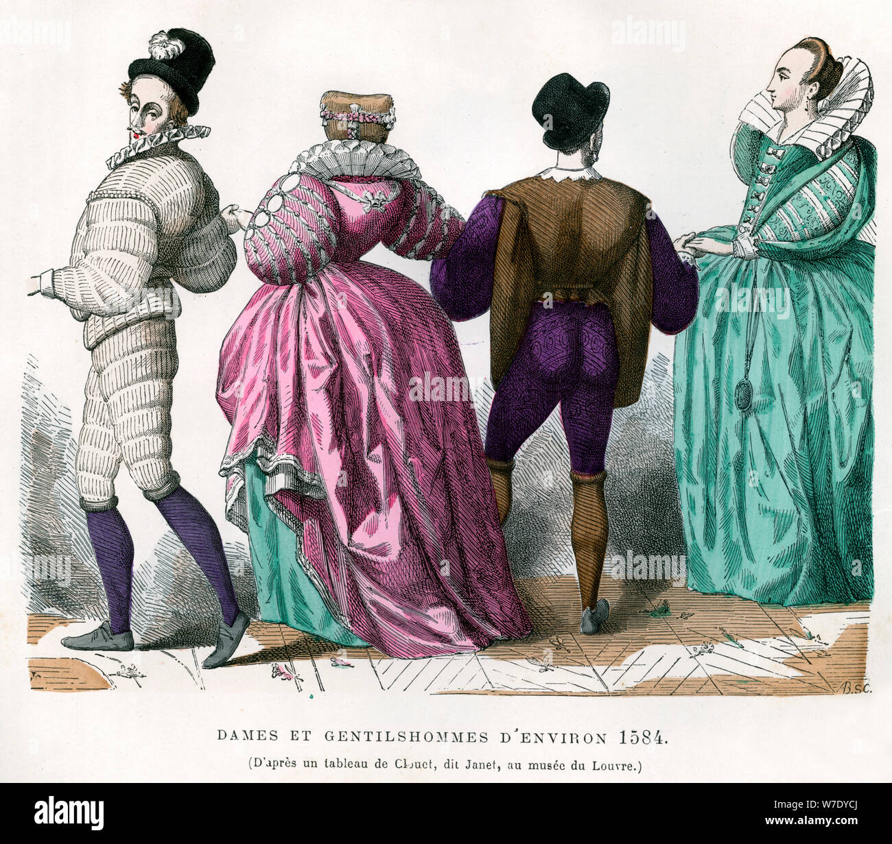 Ladies and gentlemen from about 1584, (18821884). Artist Unknown