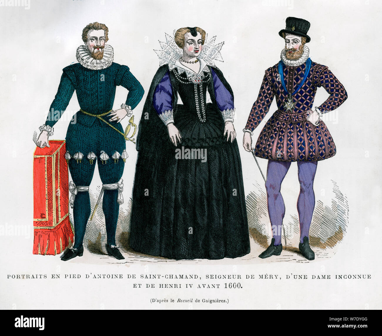 Antoine de Saint-Chamand, Seigneur de Mery, unknown lady and Henry IV of France, 1600 (1882-1884). Artist: Unknown Stock Photo