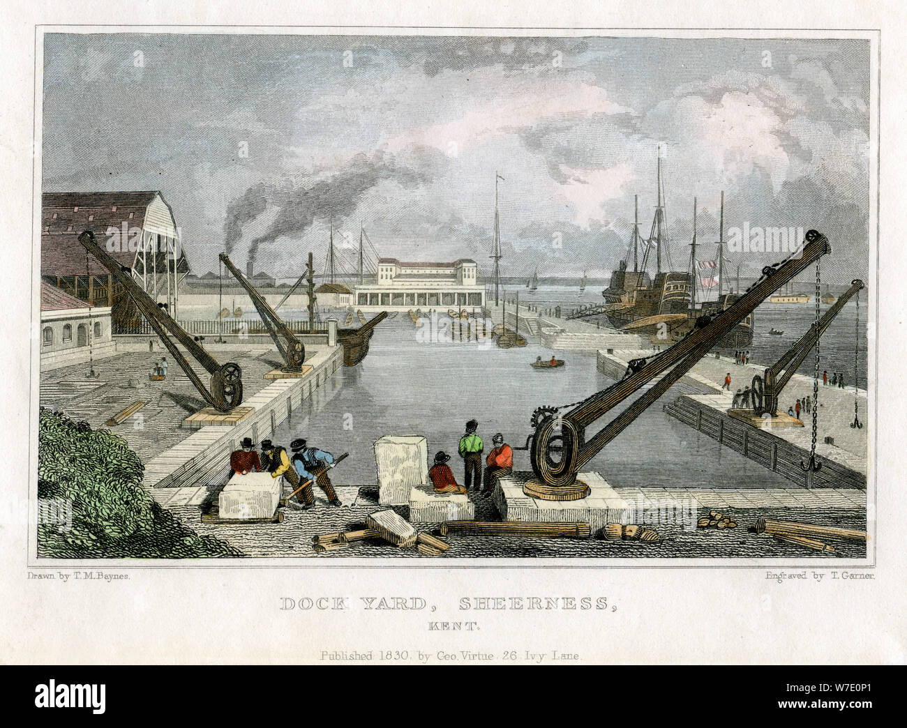 'Dock Yard, Sheerness, Kent', 1830. Artist: T Garner Stock Photo