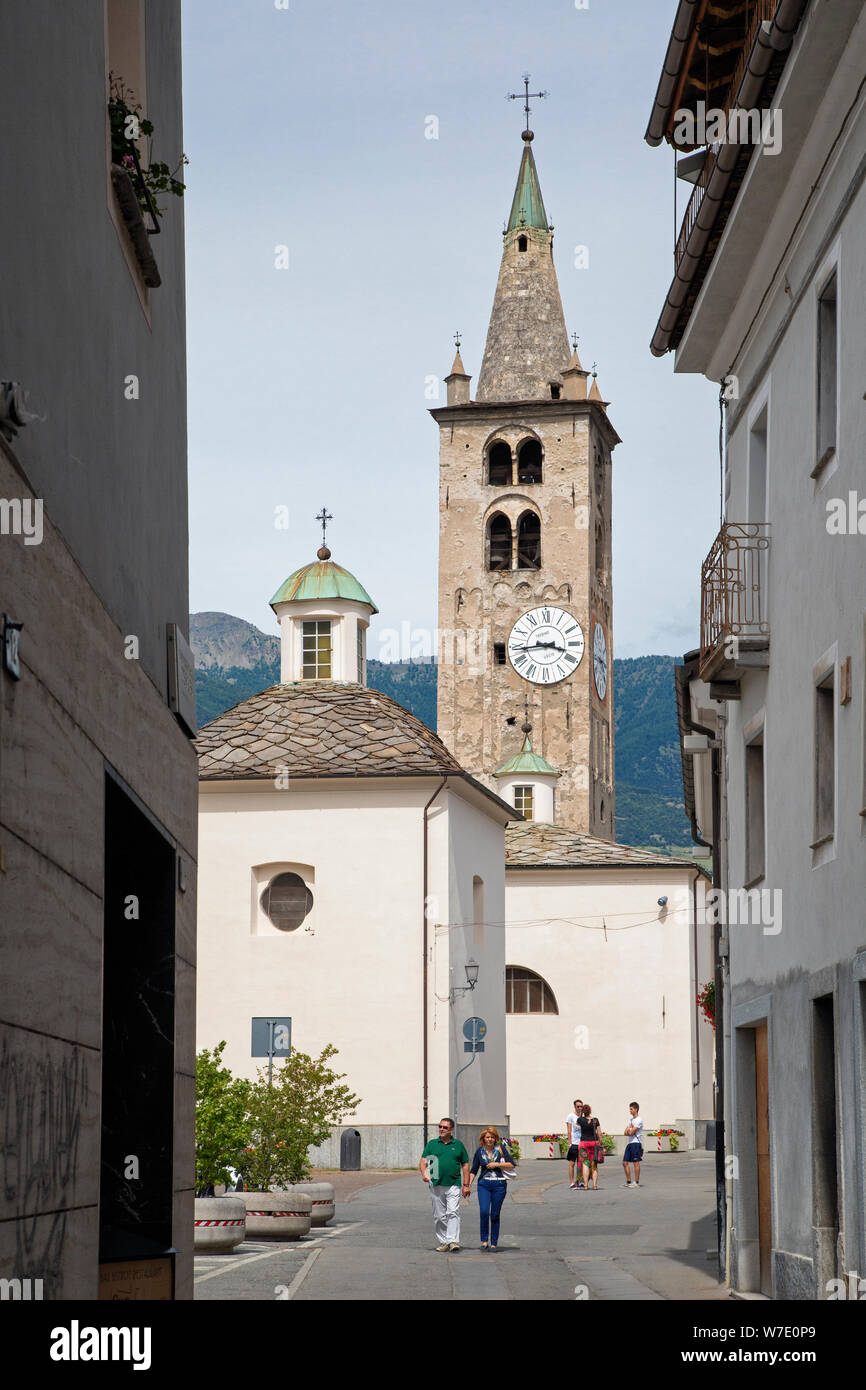 Aosta, Aosta Valley, Italy.  Cathedral of Santa Maria Assunta.  Exterior. Stock Photo