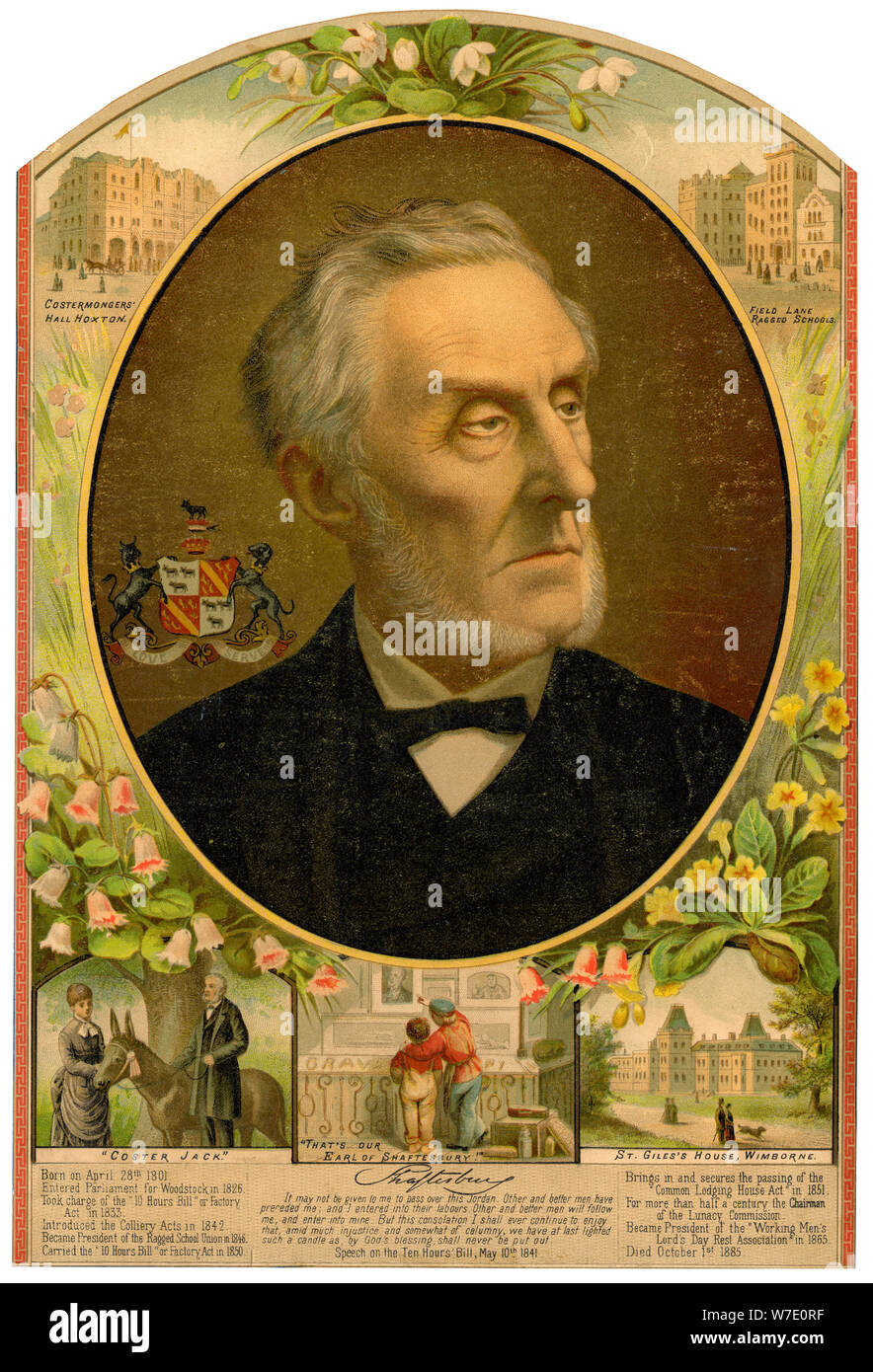 Lord Shaftesbury, British Conservative statesman and philanthropist, late 19th century. Artist: Unknown Stock Photo