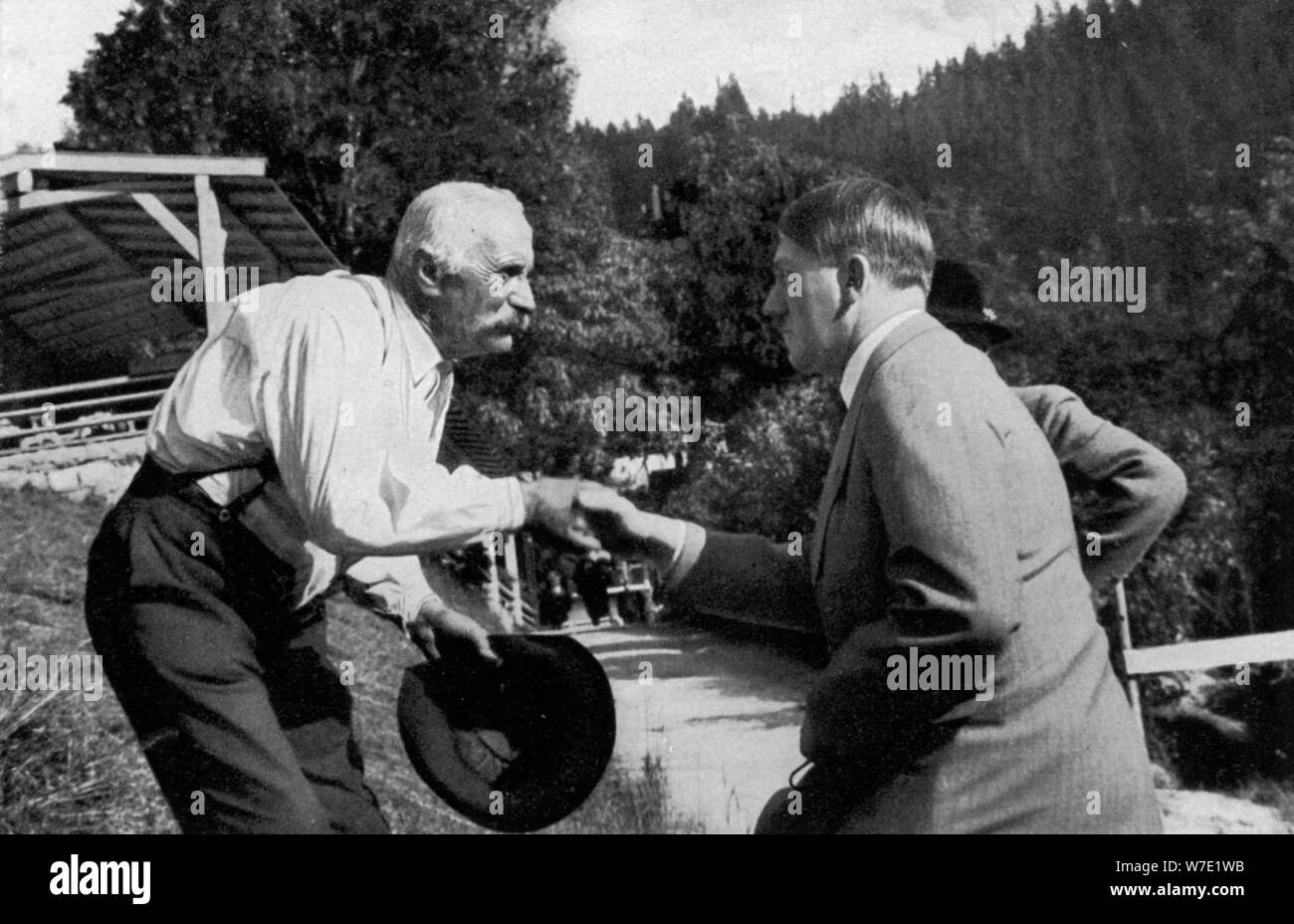 A neighbour meets Adolf Hitler, Obersalzberg, Germany, 1936. Artist: Unknown Stock Photo
