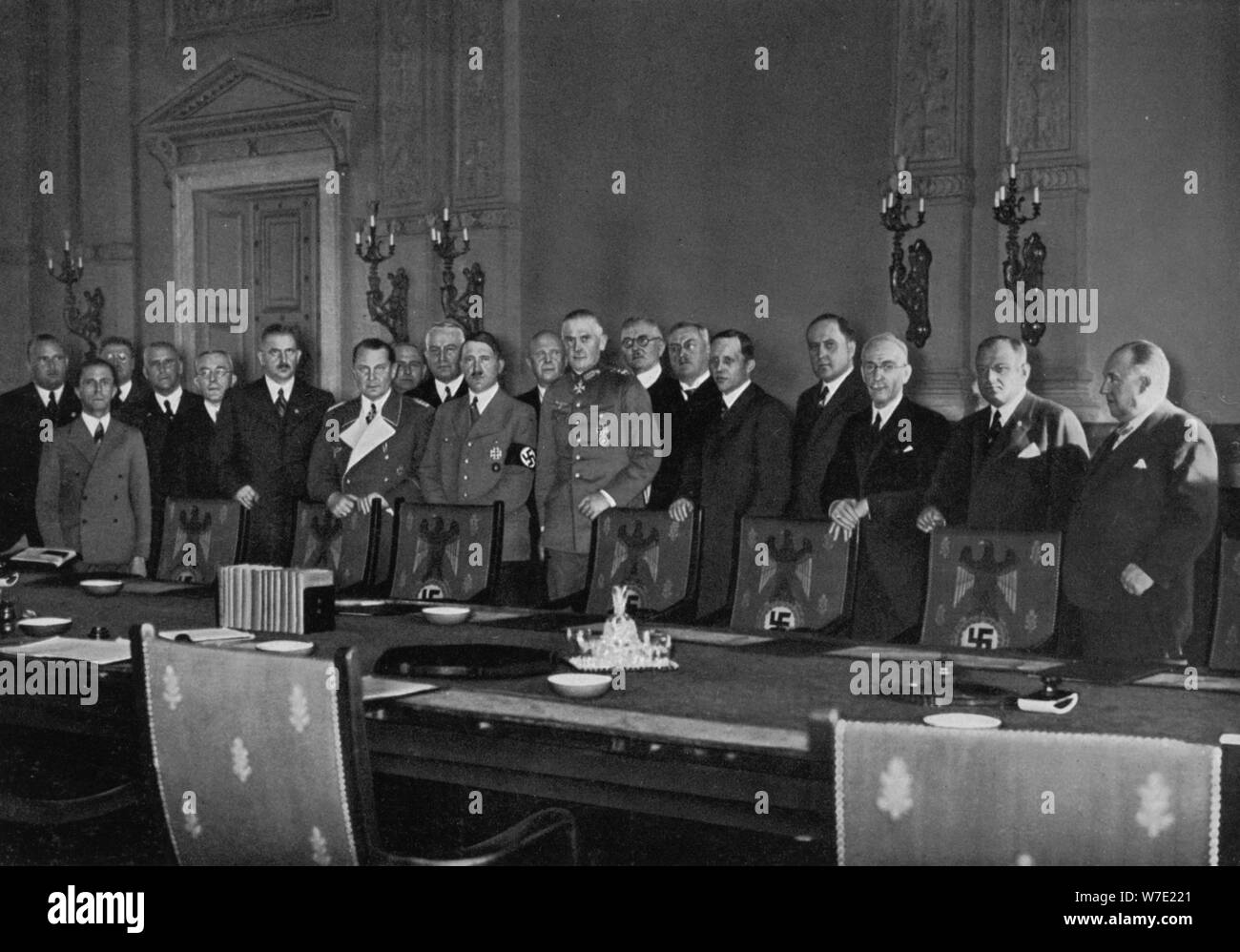 Adolf Hitler and his cabinet, 1936. Artist: Unknown Stock Photo