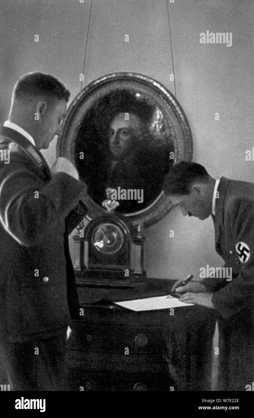 Adolf Hitler and Viktor Lutze, 1936. Artist: Unknown Stock Photo
