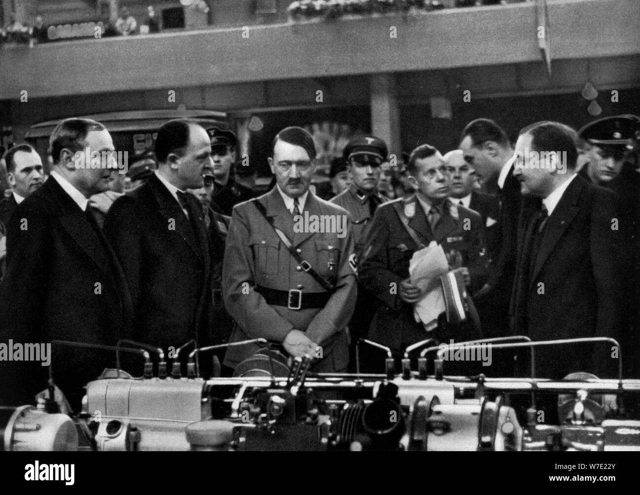 Adolf Hitler at a car show in Berlin, Germany, 1935. Artist: Unknown Stock Photo