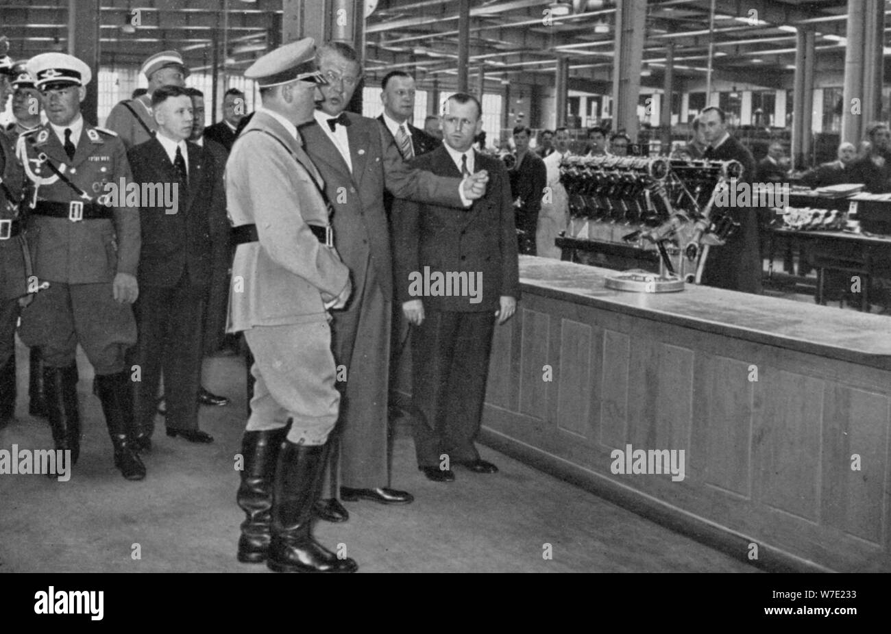 Adolf Hitler visiting a Bavarian engine works, Germany, 1936. Artist: Unknown Stock Photo