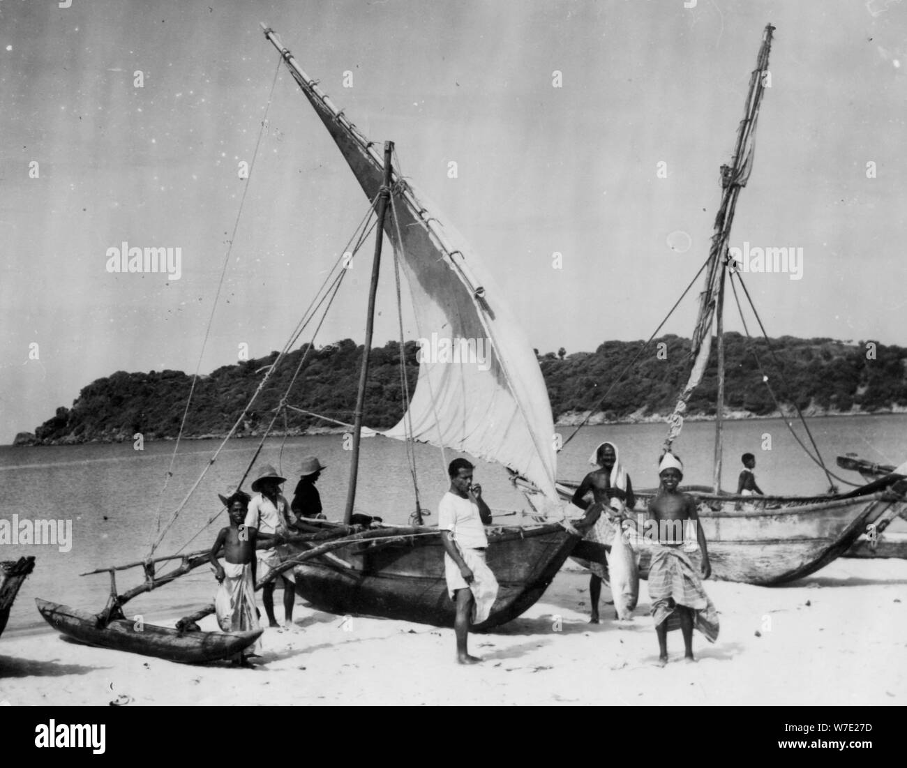 Fishing boats, Trincomalee, Ceylon, 1945. Artist: Unknown Stock Photo