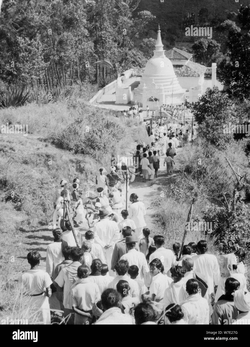 Procession to a Buddhist temple, Diyatalawa, Ceylon, c1945. Artist: Unknown Stock Photo