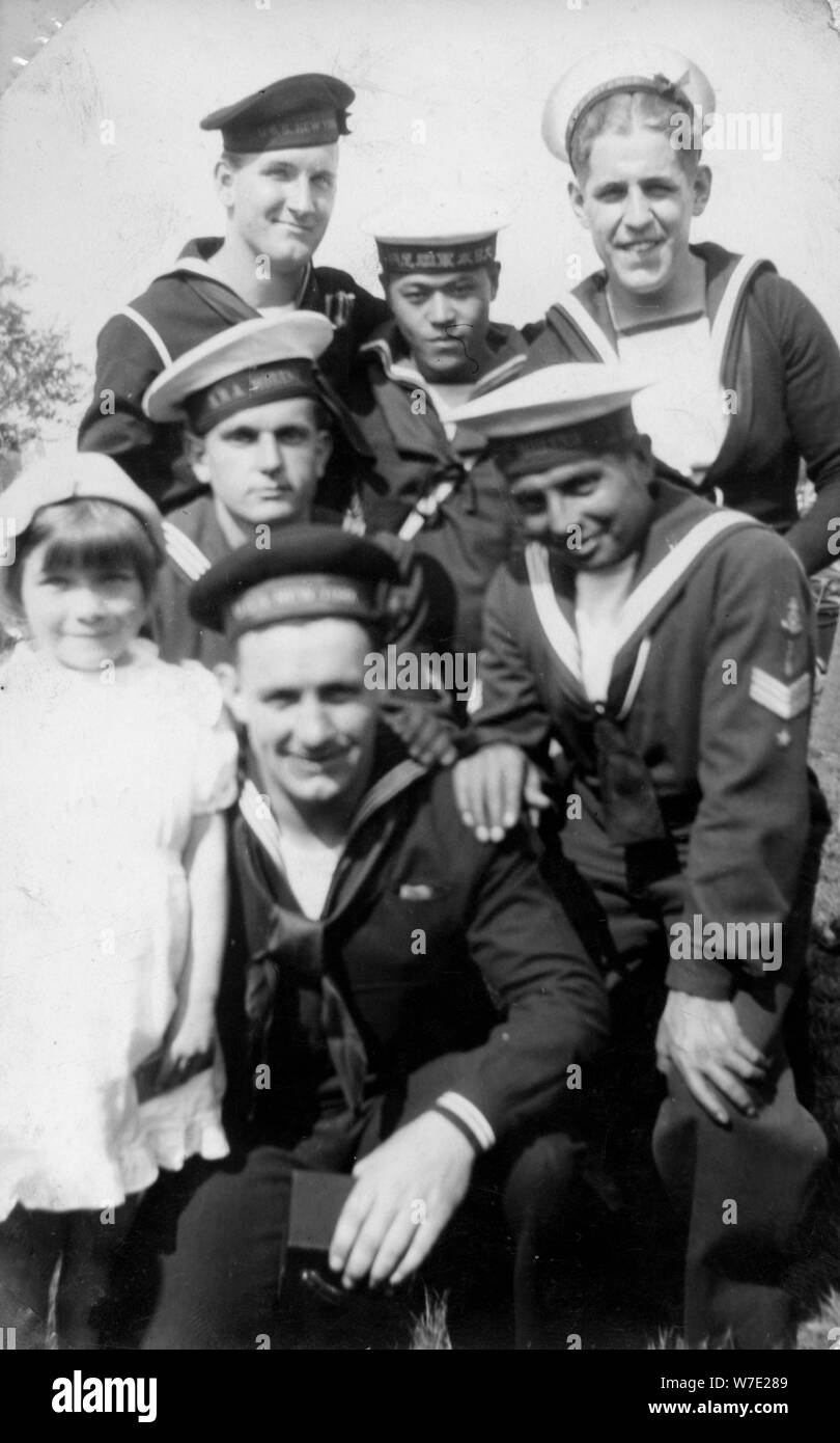 Sailors from six different countries during the Coronation review, Southsea, Hampshire, 1937. Artist: Unknown Stock Photo