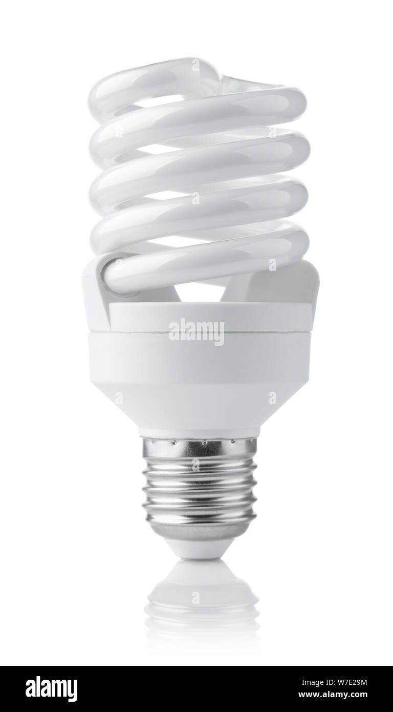 Front view of compact fluorescent lamp isolated on white Stock Photo