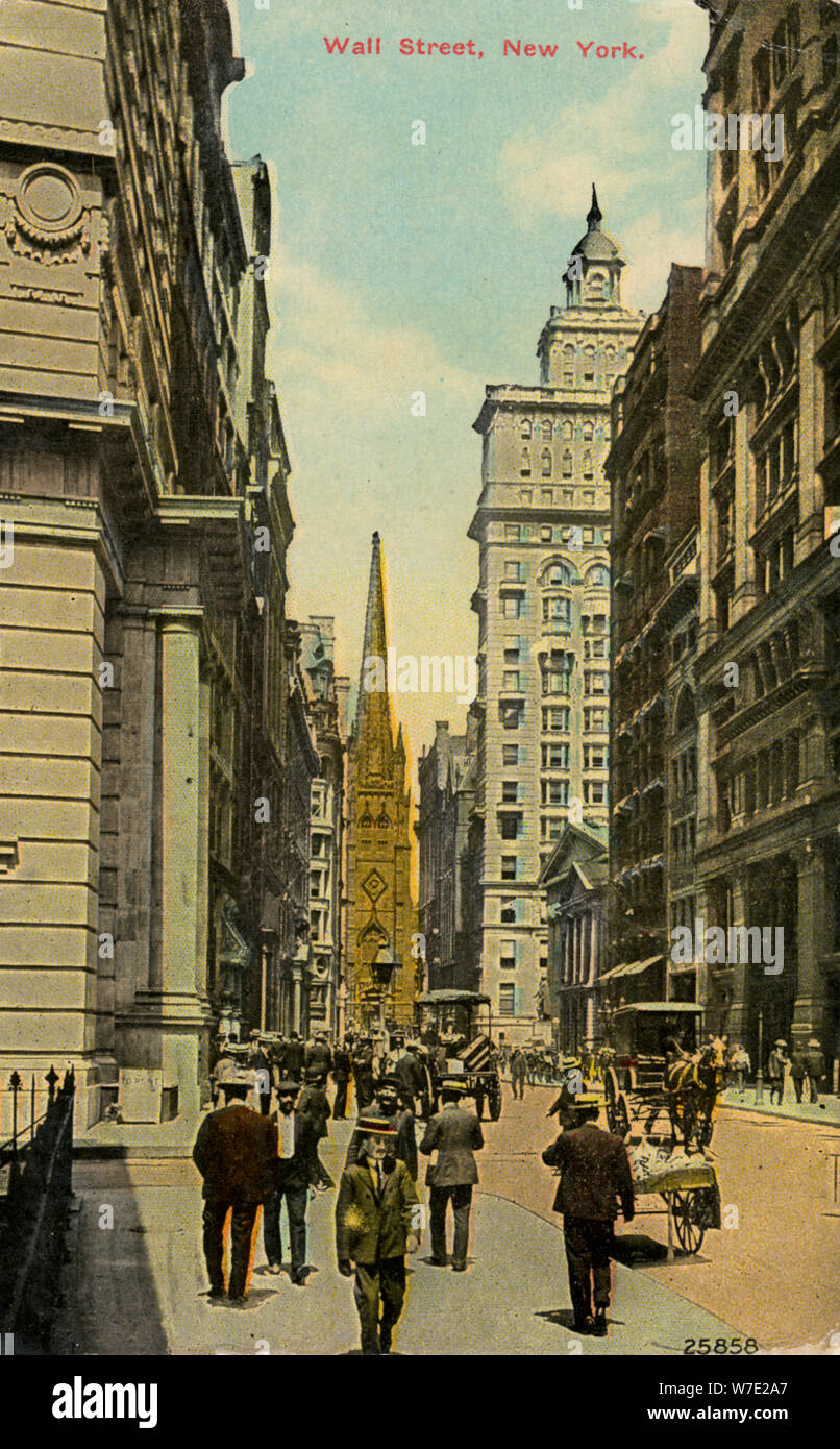 Wall Street, New York City, New York, USA, c1890-c1909(?). Artist: Unknown Stock Photo
