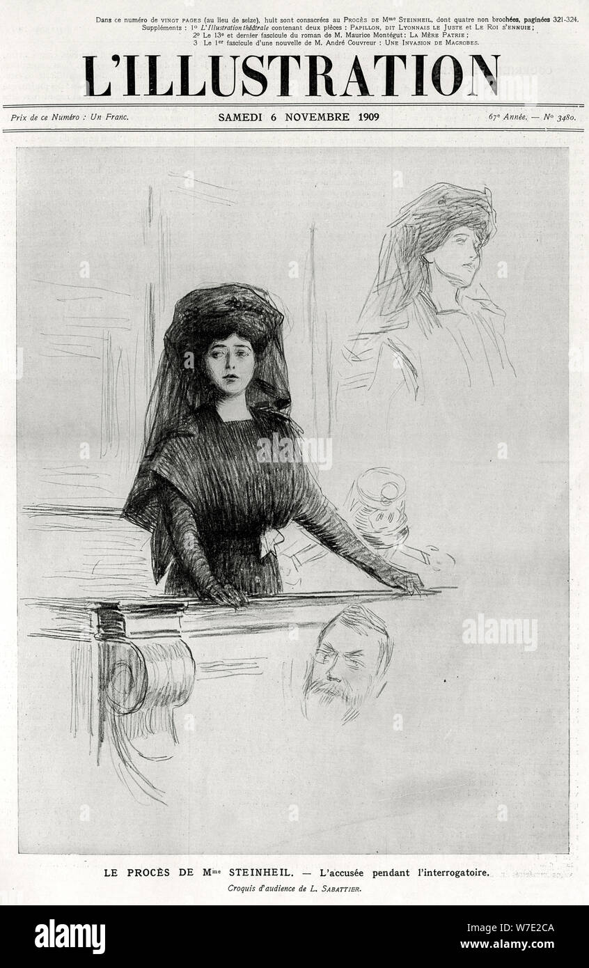 Marguerite Steinheil on trial, cover of L'Illustration', 6 November 1909. Artist: L Sabattier Stock Photo