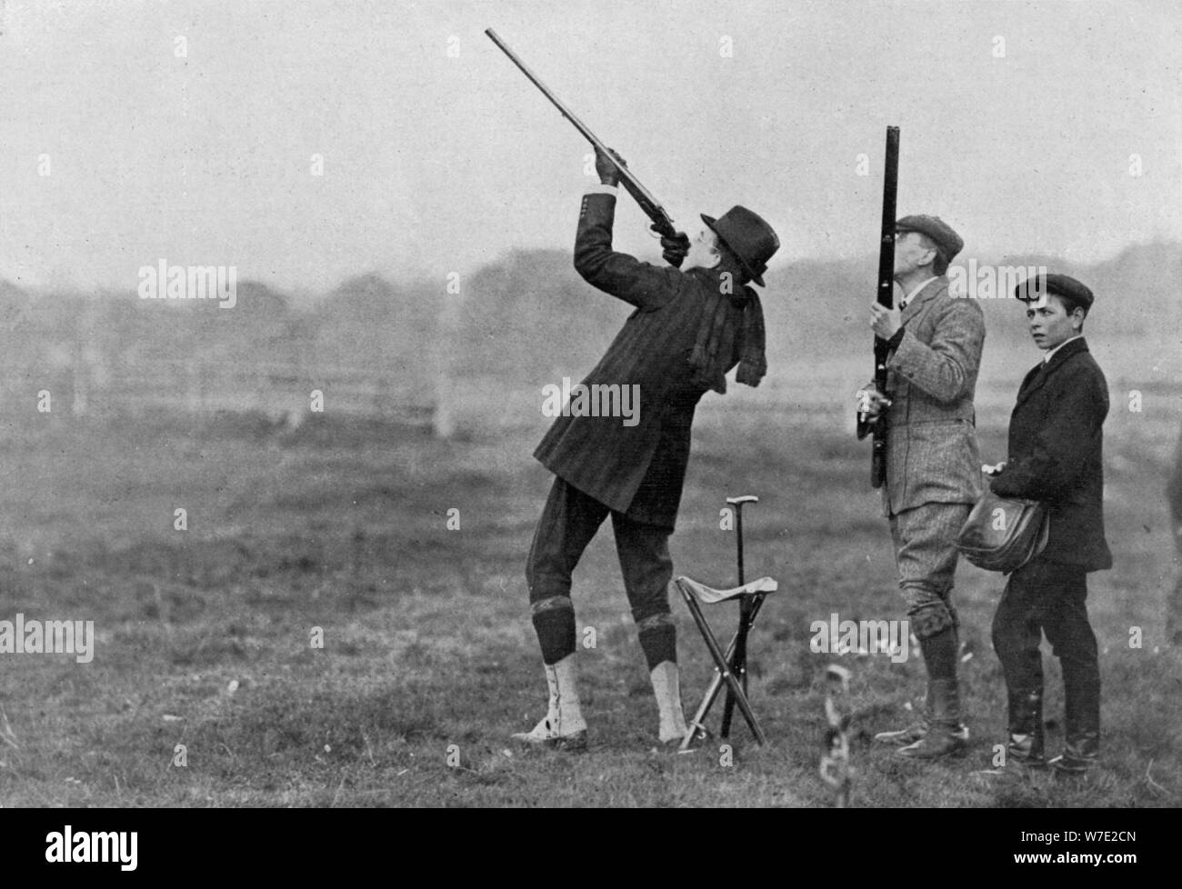 King Manuel II of Portugal shooting at Windsor, Berkshire, 1909. Artist: Unknown Stock Photo