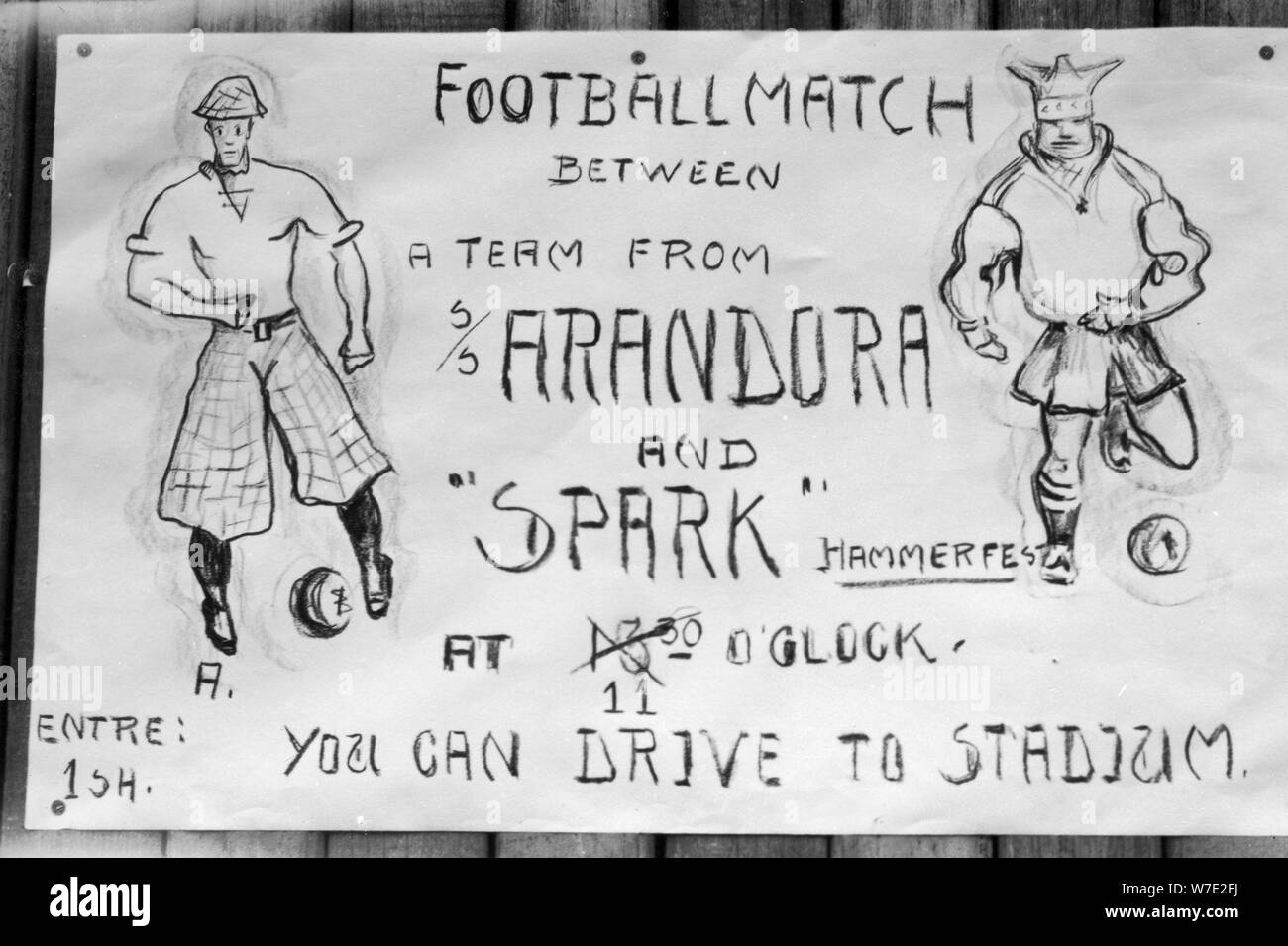 Football match poster, Hammerfest, northern Norway, 1929. Artist: Unknown Stock Photo