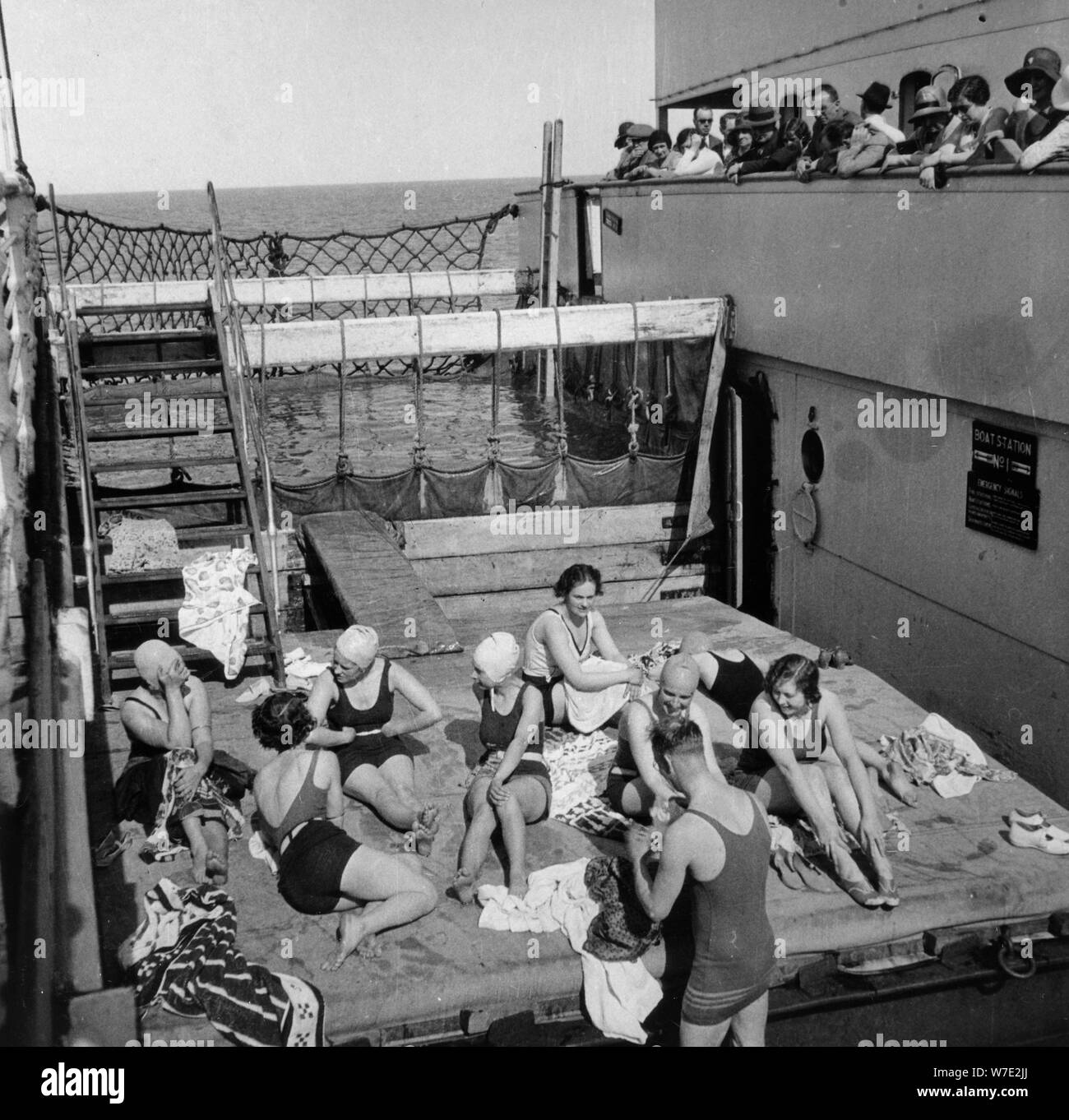 Sunbathing on a cruise ship Black and White Stock Photos & Images Alamy