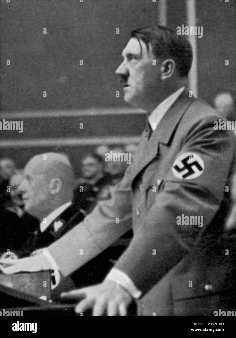 Adolf Hitler addresses the Reichstag, Berlin, Germany, 18 March 1938. Artist: Unknown Stock Photo