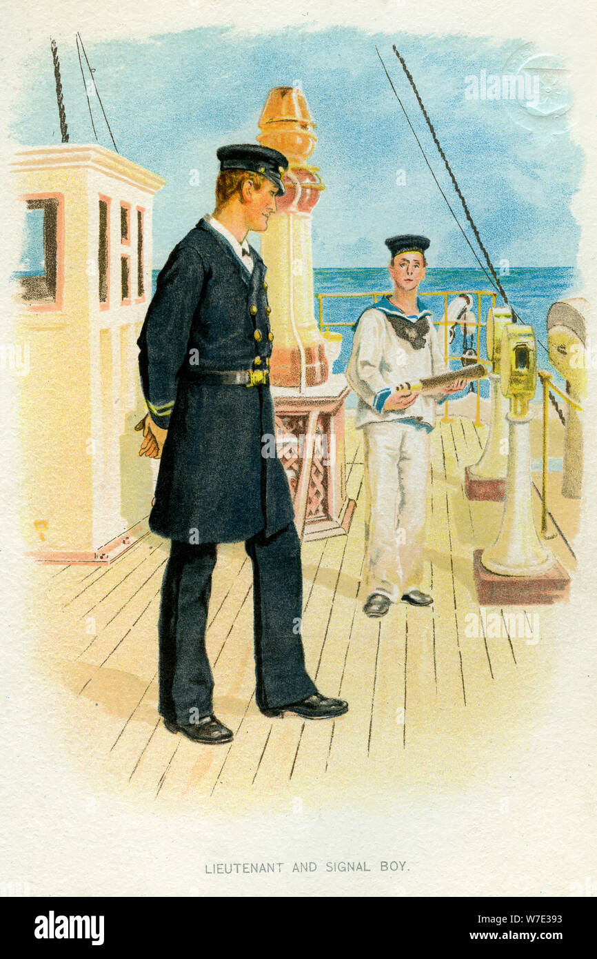 Royal Navy Lieutenant and signal boy, c1890-c1893. Artist: Unknown ...