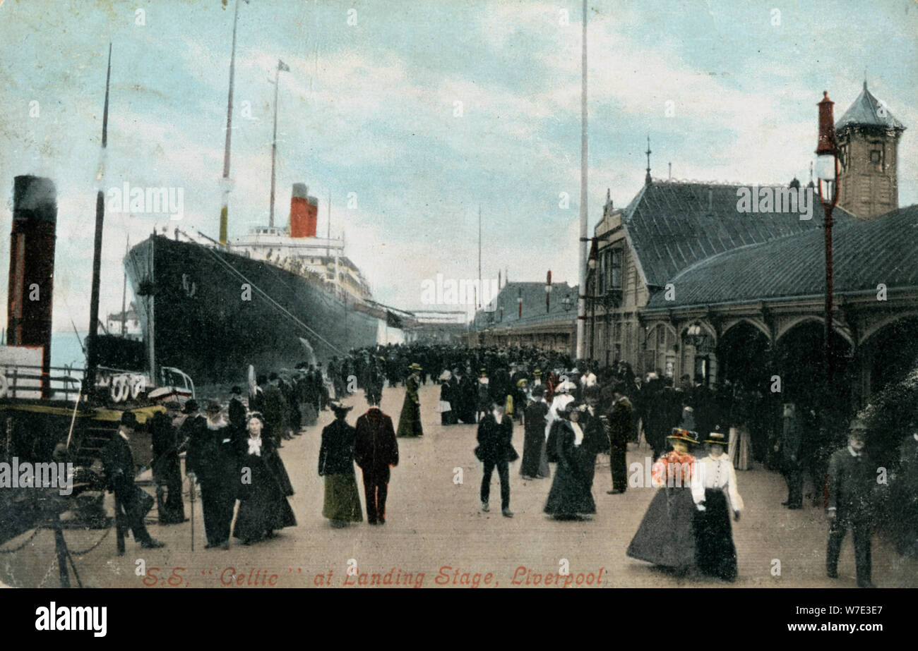 Steamship SS 'Celtic' at the quayside, Liverpool, Lancashire, c1904.Artist: Valentine & Sons Ltd Stock Photo