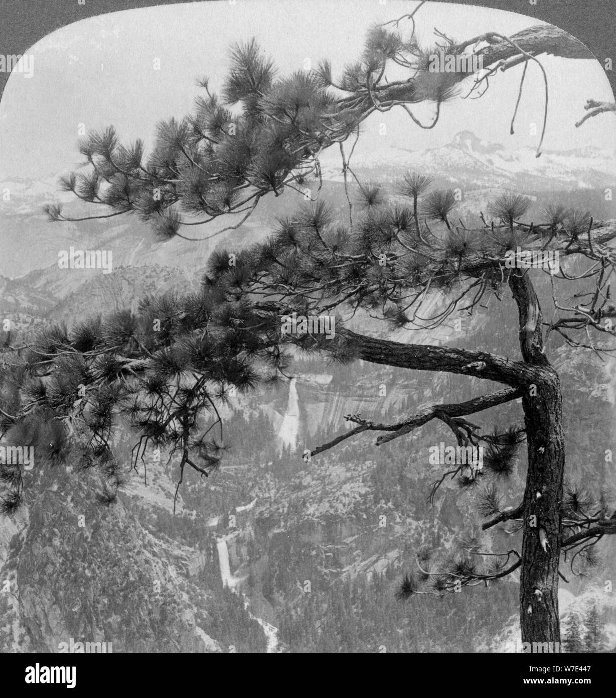 Nevada Falls, Vernal Falls and Liberty Cap, Yosemite Valley, California, USA, 1902. Artist: Underwood & Underwood Stock Photo