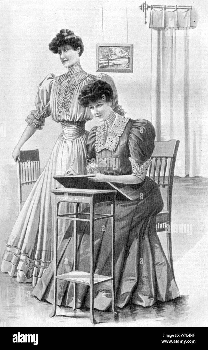 Girls' attire for November 1905. Artist: Unknown Stock Photo