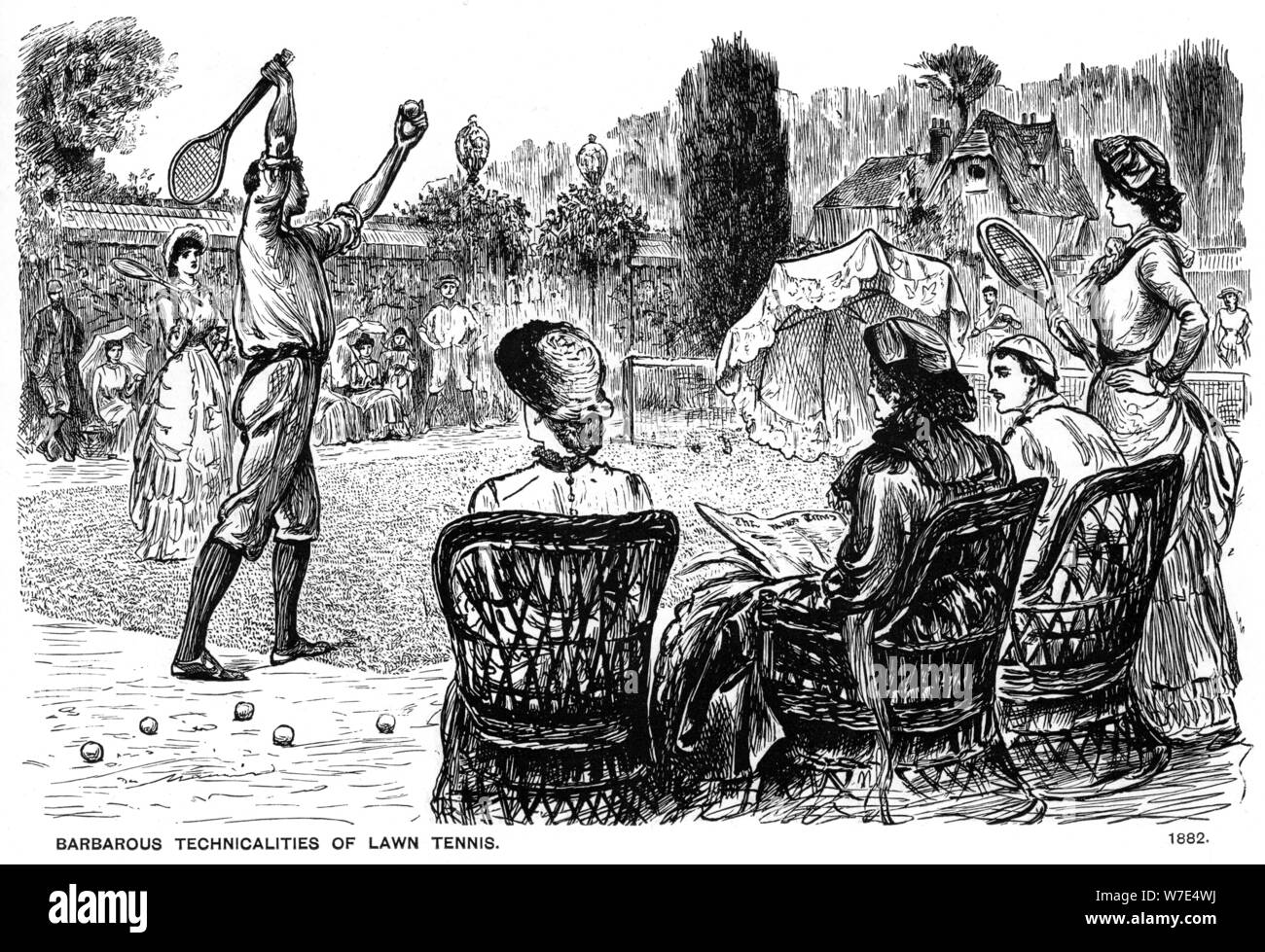 'Barbarous Technicalities of Lawn Tennis', 1882 (1891). Artist: George du Maurier Stock Photo