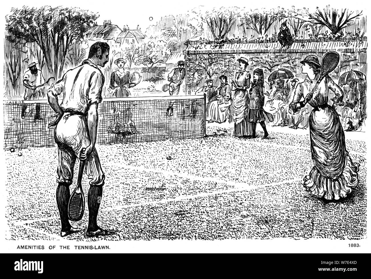 'Amenities of the Tennis Lawn', 1883 (1891).  Artist: George du Maurier Stock Photo