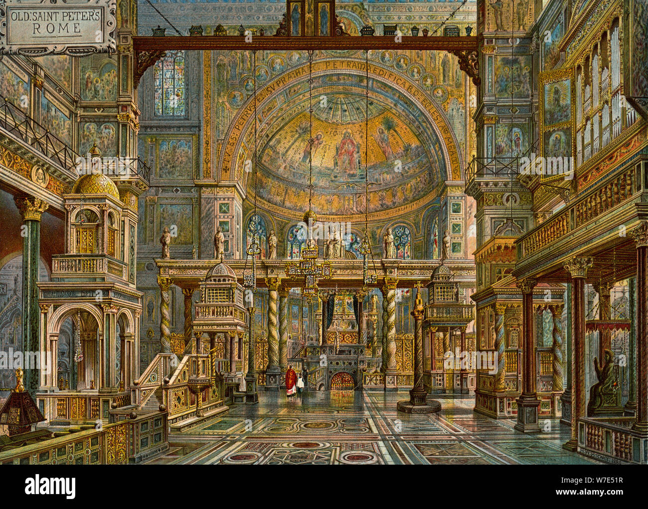 'Restoration of Old St Peter's, Rome', 1907.  Artist: HW Brewer Stock Photo