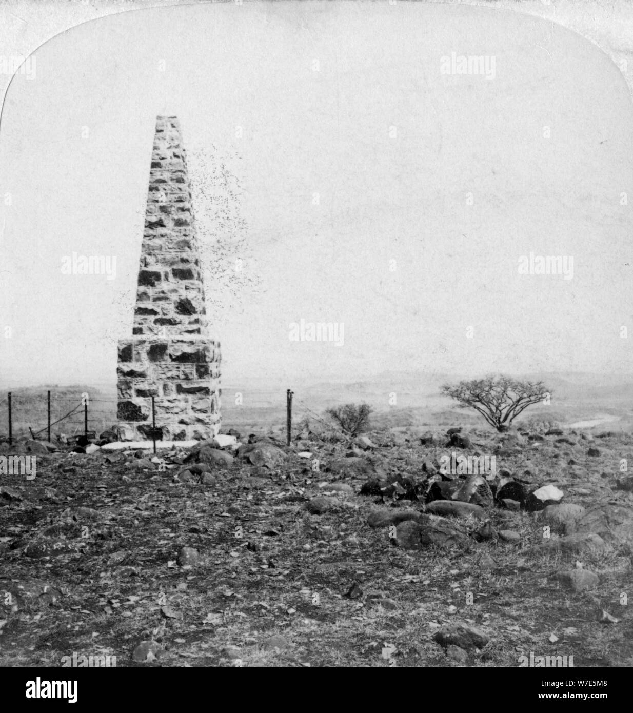 Monument to the 27th Inniskillings, Hart's Hill, near Colenso, Natal, South Africa, Boer War, 1901. Artist: Underwood & Underwood Stock Photo