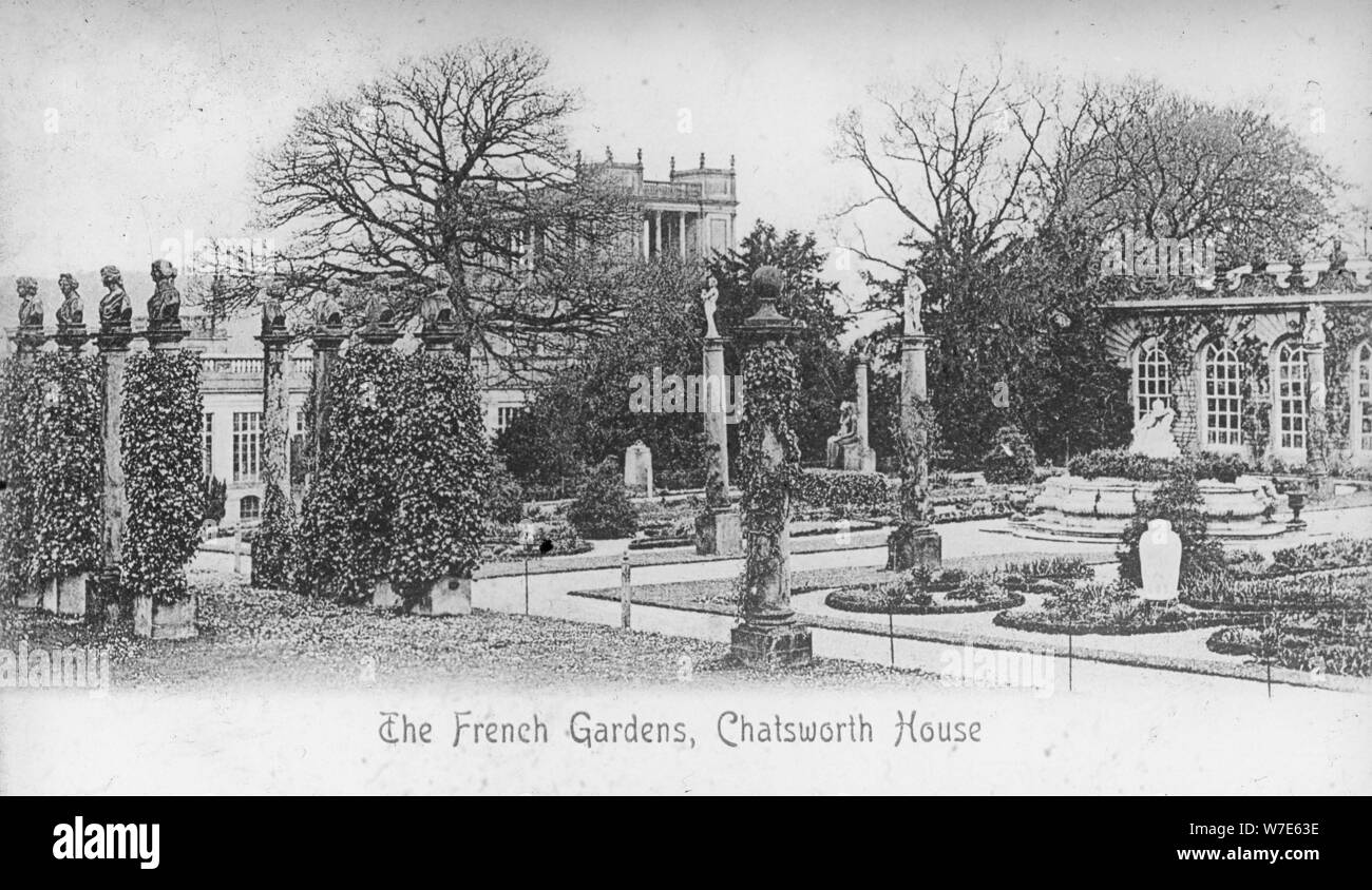 The French Gardens, Chatsworth House, Derbyshire, late 19th or early 20th century. Artist: Unknown Stock Photo