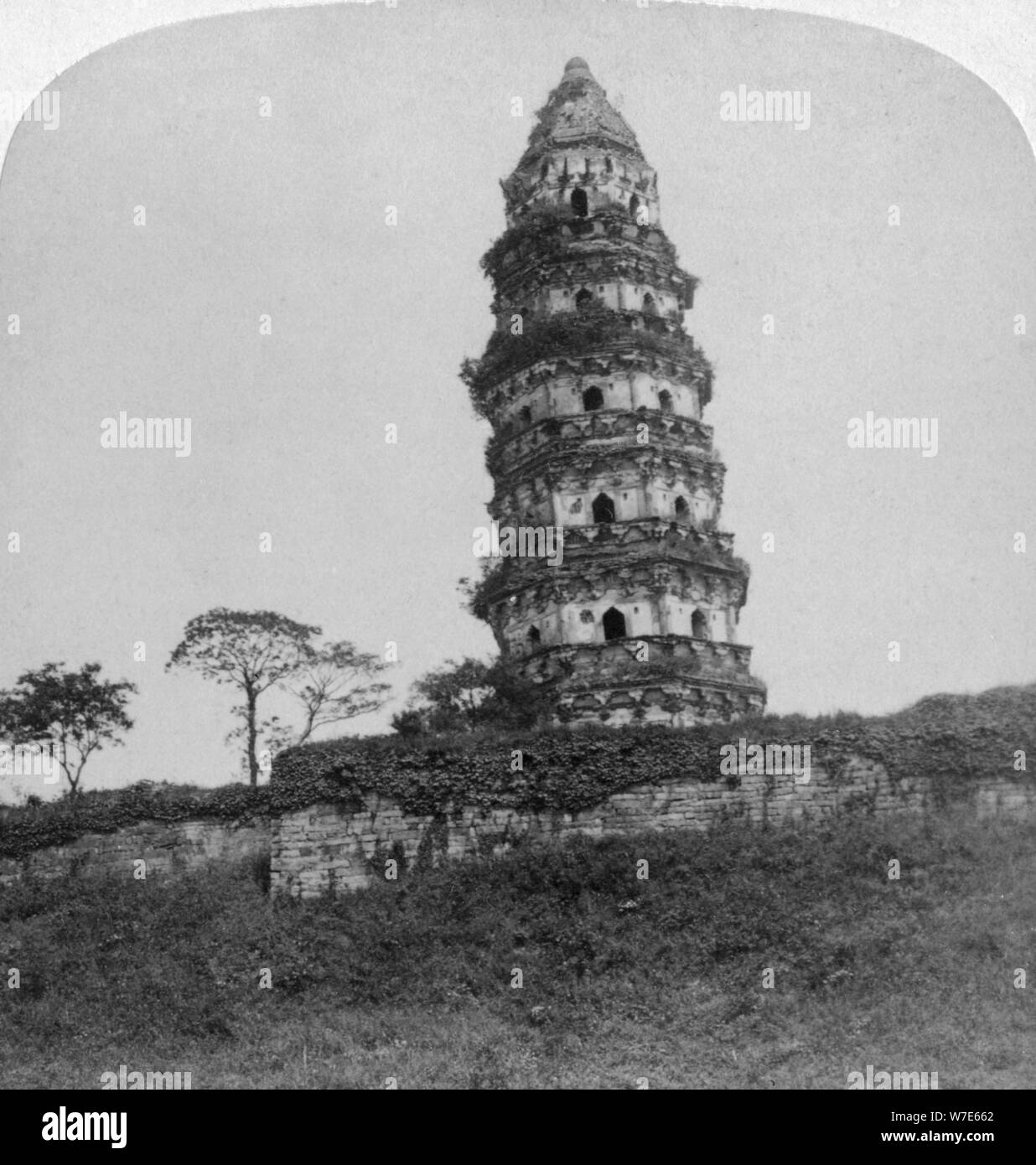 'Tiger Hill Pagoda, the 'Leaning Tower', of Soo-Chow' (Suzhou), China, 1900. Artist: Underwood & Underwood Stock Photo