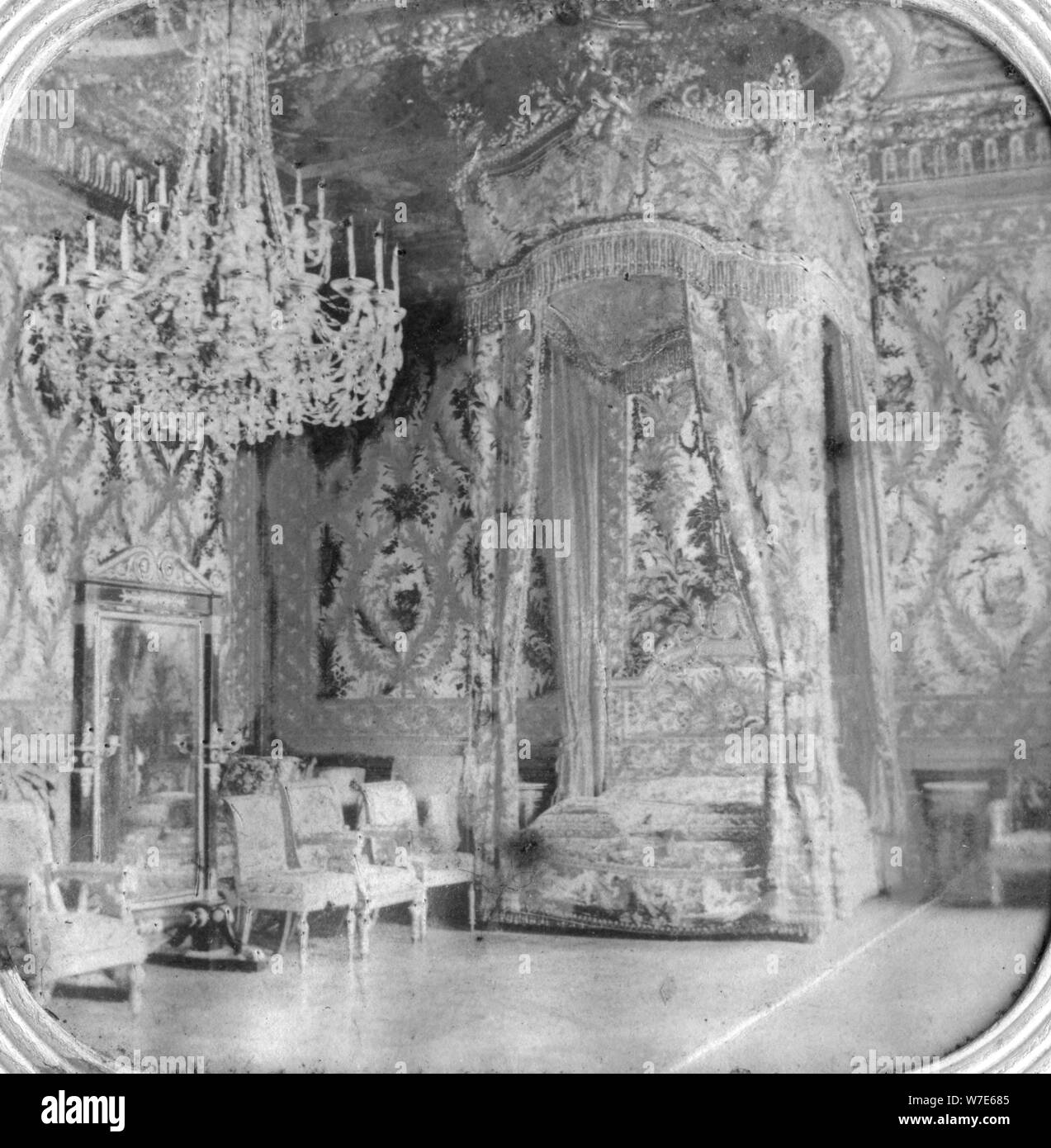 Marie Antoinette's bedroom, Palace of Fontainebleau, France, late 19th or early 20th century. Artist: Unknown Stock Photo