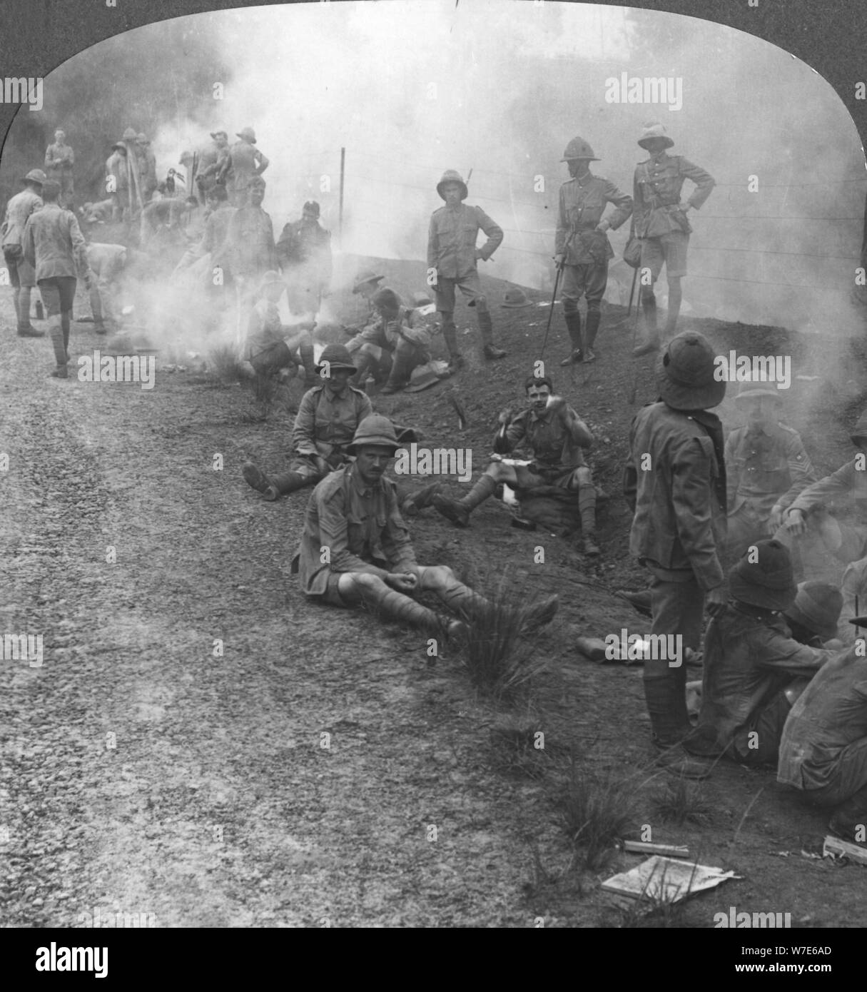 'Early morning camp fires and breakfast in the Persian Gulf', World War I, c1914-c1918. Artist: Realistic Travels Publishers Stock Photo