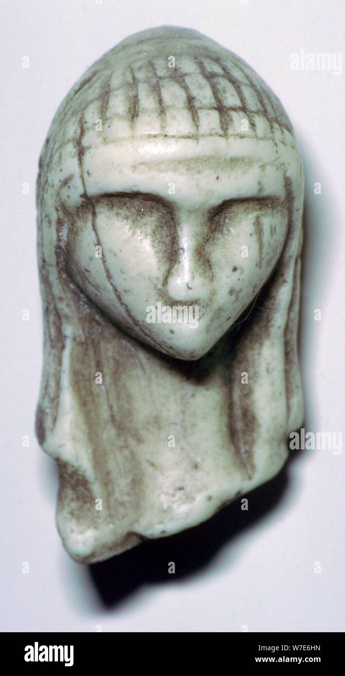 Paleolithic ivory female head. Artist: Unknown Stock Photo