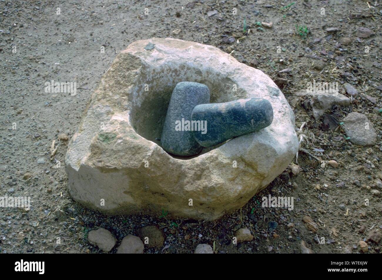 Neolithic quern for grinding corn. Artist: Unknown Stock Photo