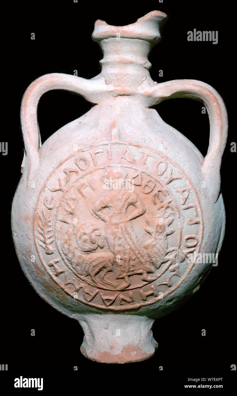 Coptic Pilgrim Flask, 4th-5th century. Artist: Unknown Stock Photo