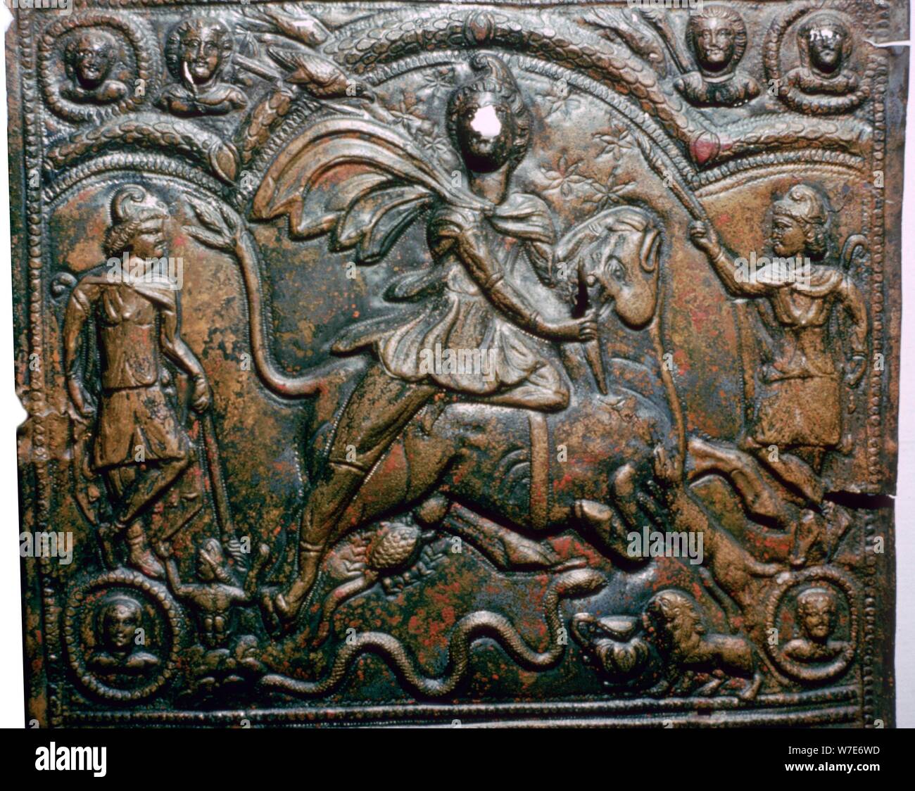 Bronze Roman relief of Mithras killing a bull. Artist: Unknown Stock Photo
