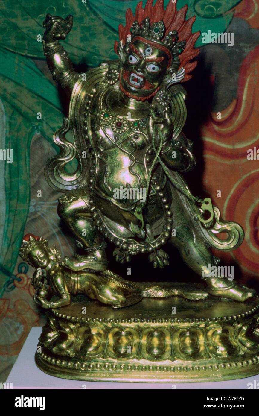 Tibetan gilt-bronze statuette of Vajrapani. Artist: Unknown Stock Photo