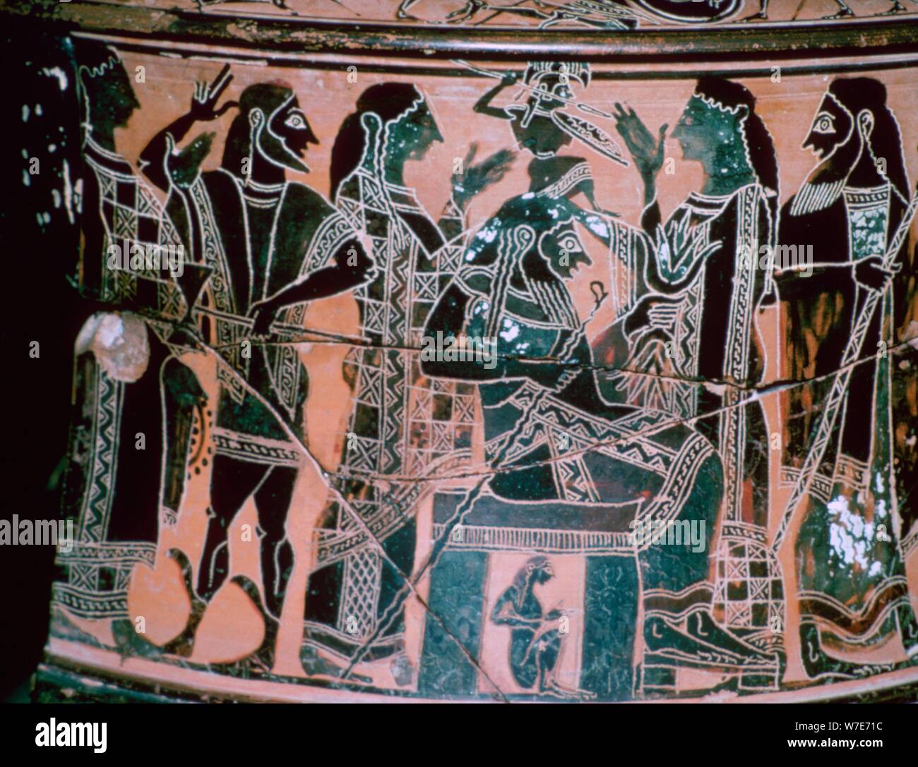 Black-figured neck-amphora depicting the birth of Athena, Attica, Greece. Stock Photo