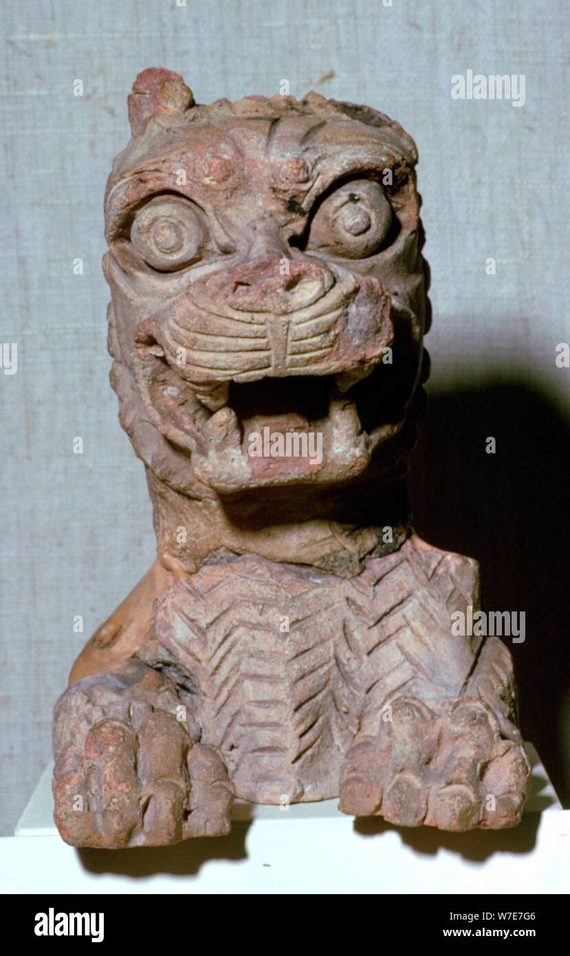 Babylonian lion-headed terracotta monster, probably representing one of the  seven evil genii. Artist: Unknown Stock Photo - Alamy