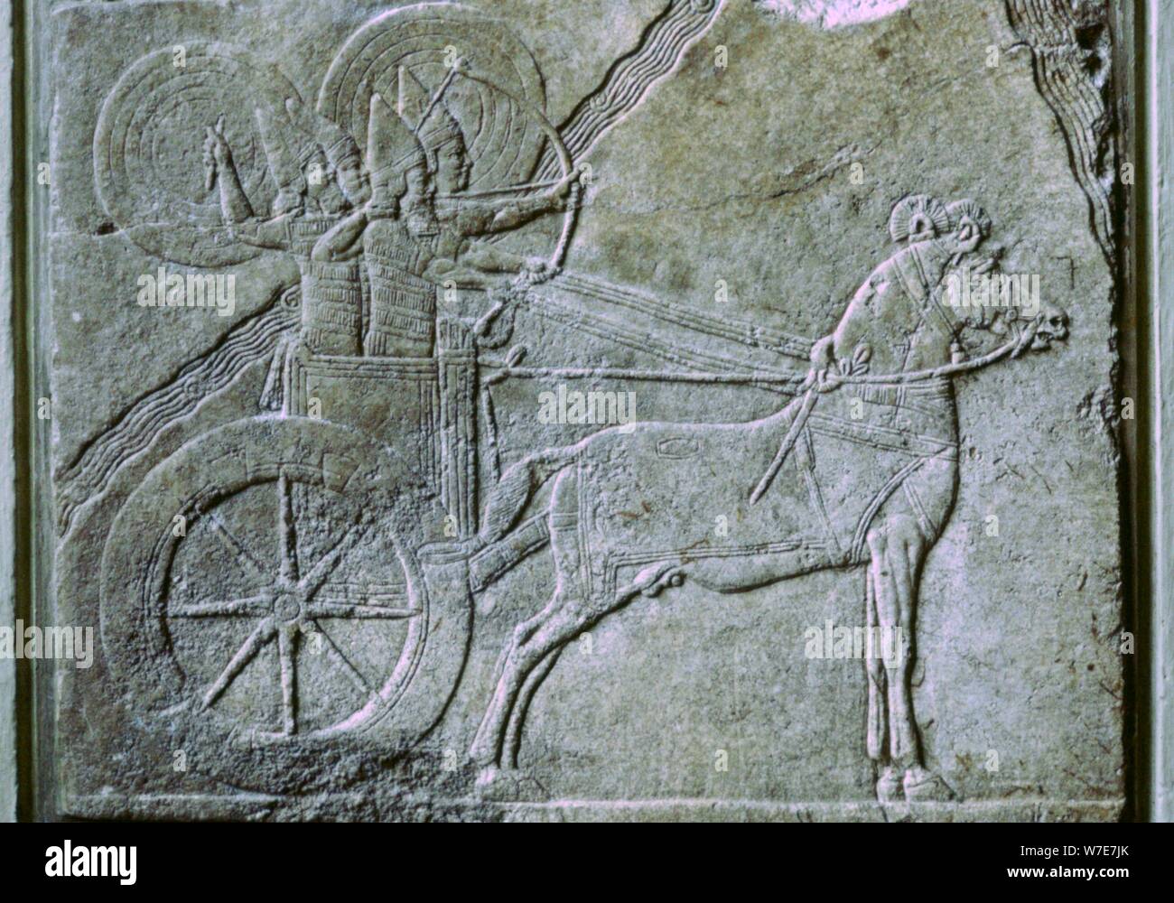 Relief of an Assyrian Chariot. Artist: Unknown Stock Photo