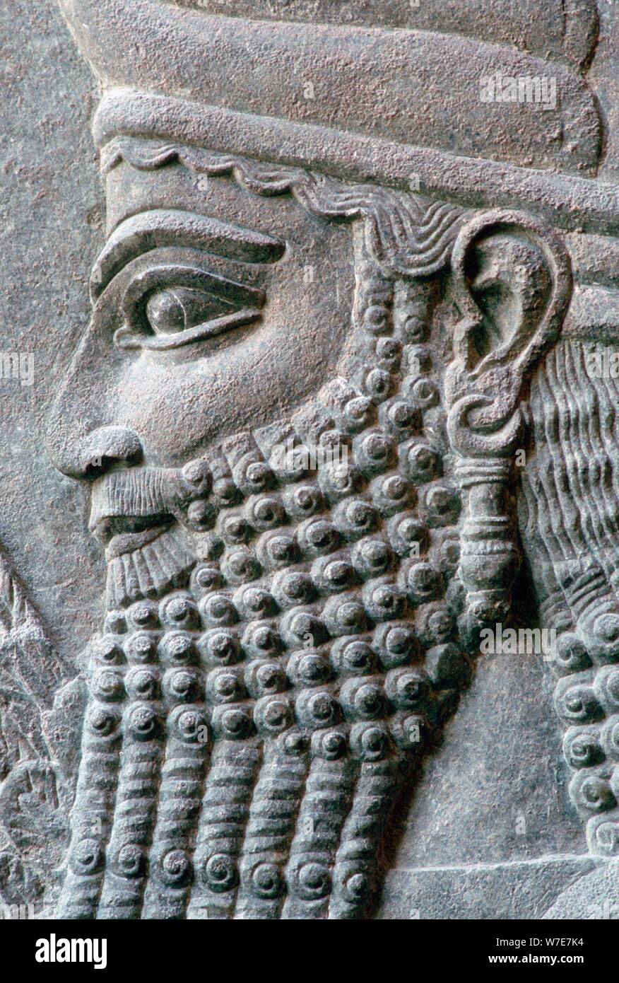 Assyrian relief of a genie protector from the palace of Sargon II at Khorsabad. Artist: Unknown Stock Photo
