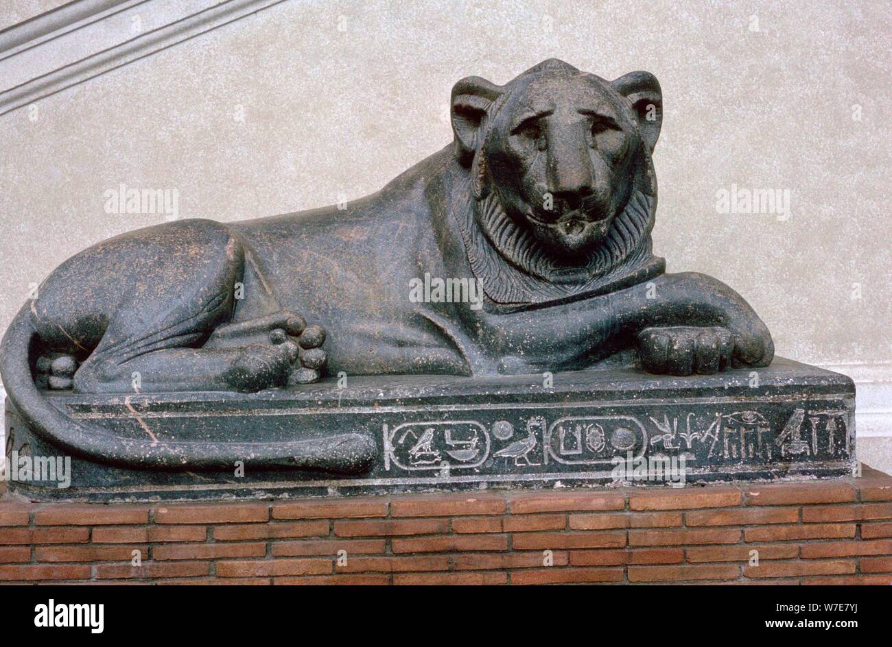 Egyptian sculpture of a lion. Artist Unknown Stock Photo Alamy